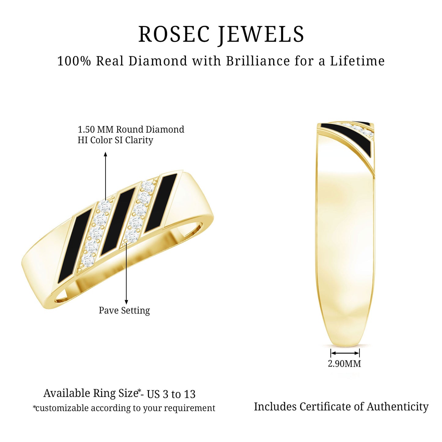 Certified Diamond Enamel Wedding Band