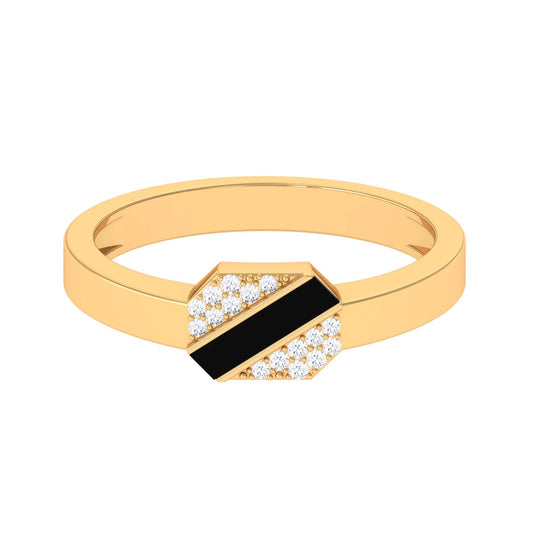 Certified Natural Diamond Mens Engagement Ring with Black Enamel
