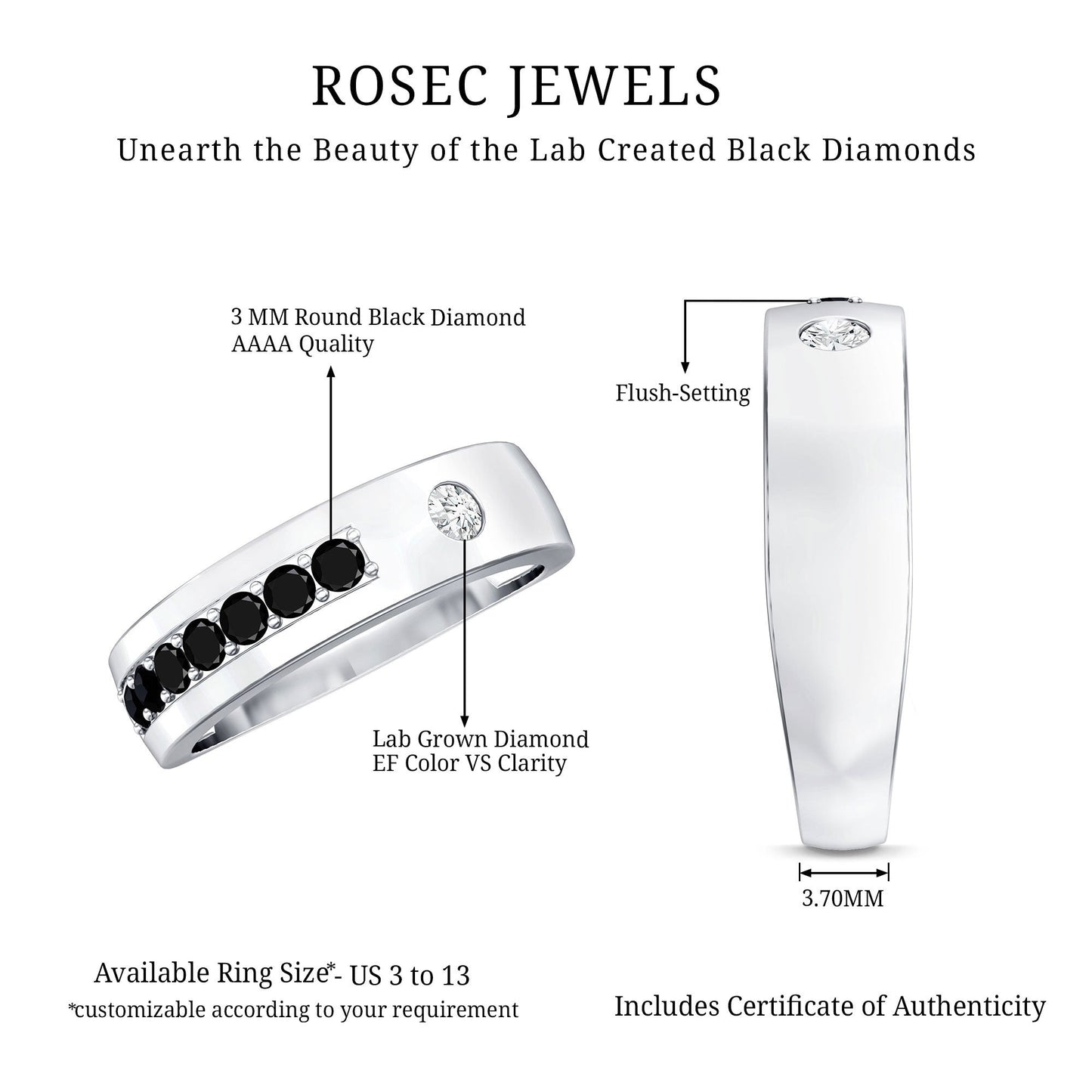 Certified Lab Grown Black and White Diamond Wedding Band