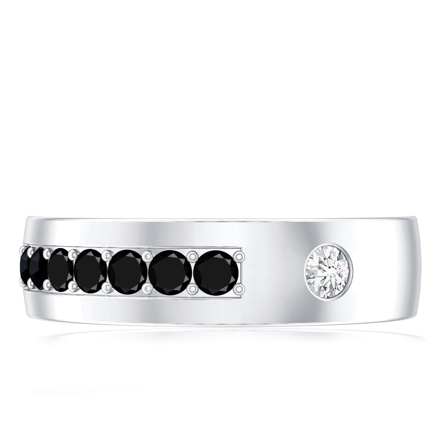 Certified Lab Grown Black and White Diamond Wedding Band