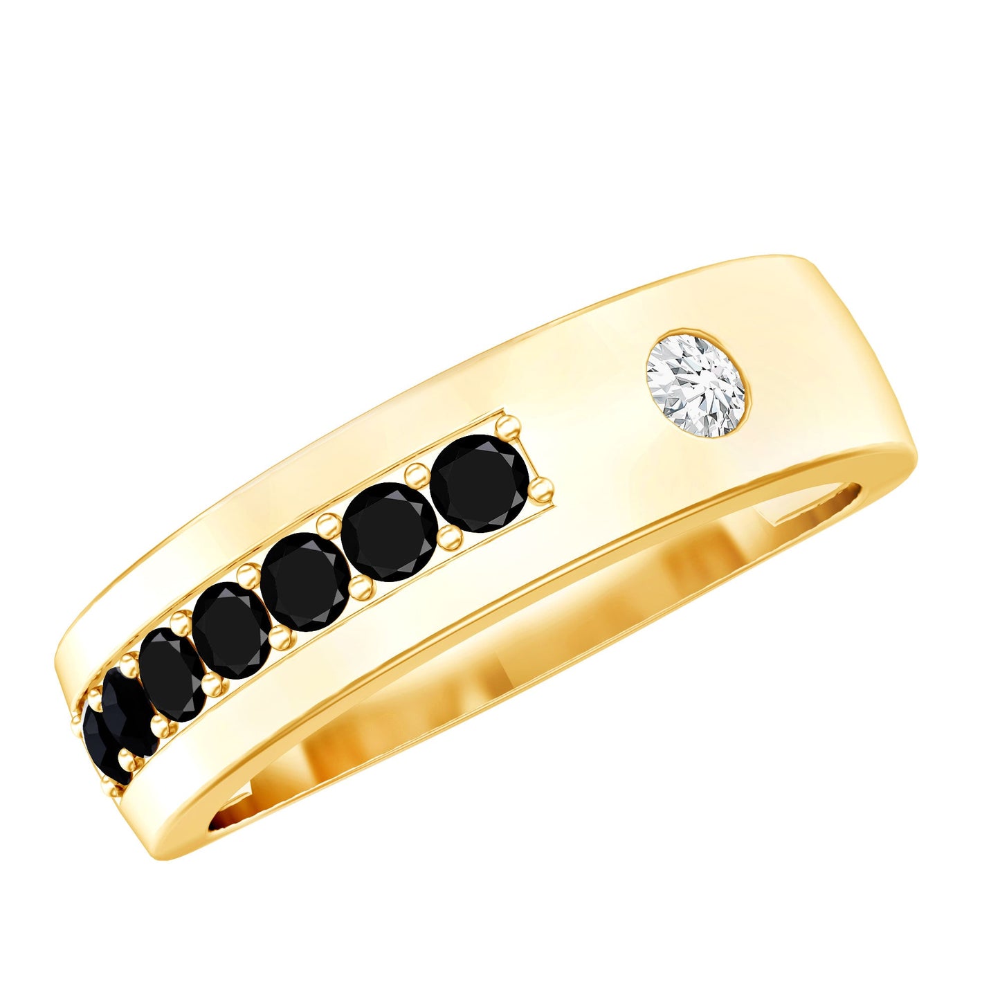 Certified Lab Grown Black and White Diamond Wedding Band