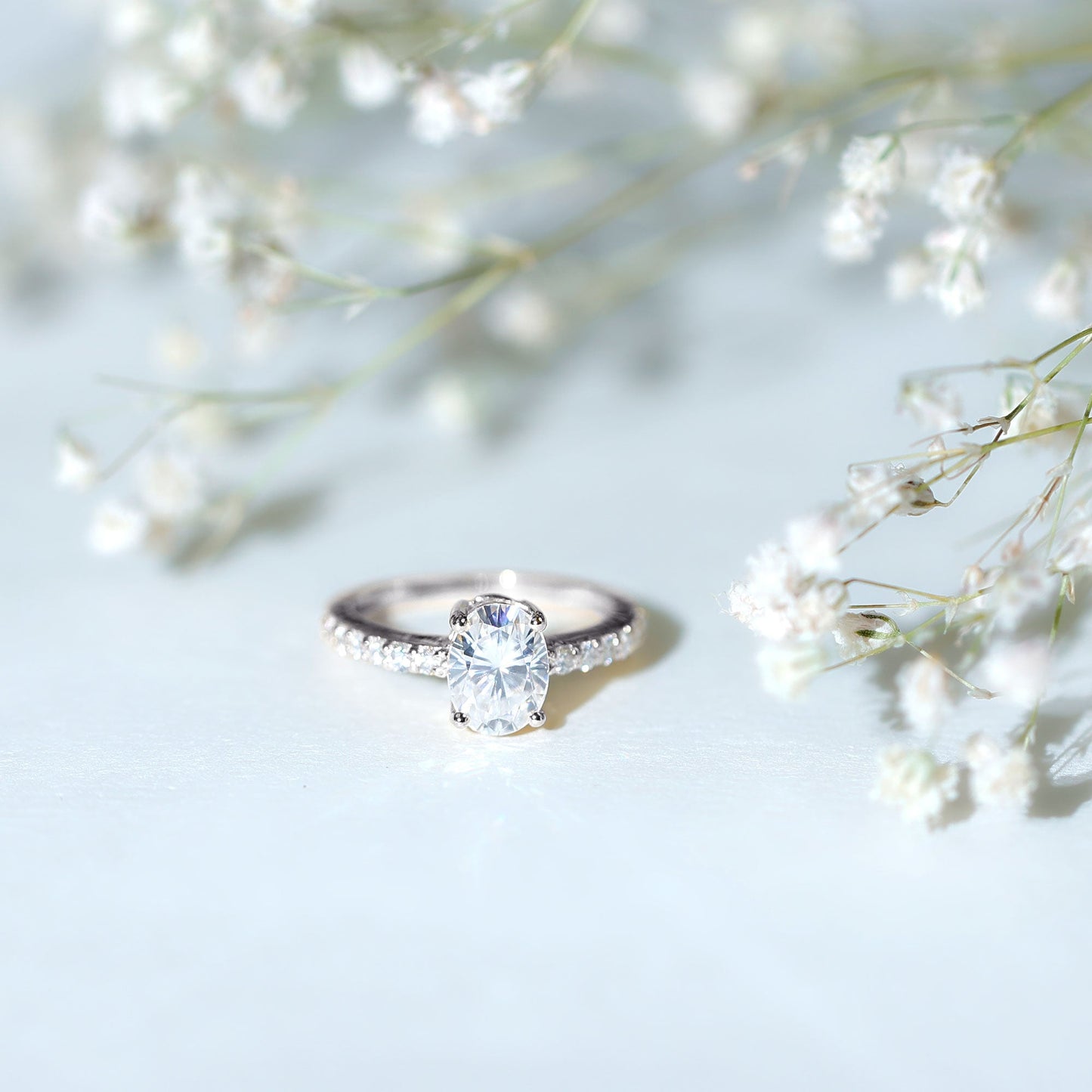1 Carat Moissanite Oblong Engagement Ring for Women