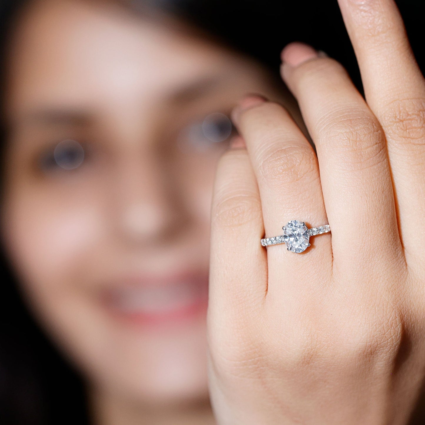 1 Carat Moissanite Oblong Engagement Ring for Women