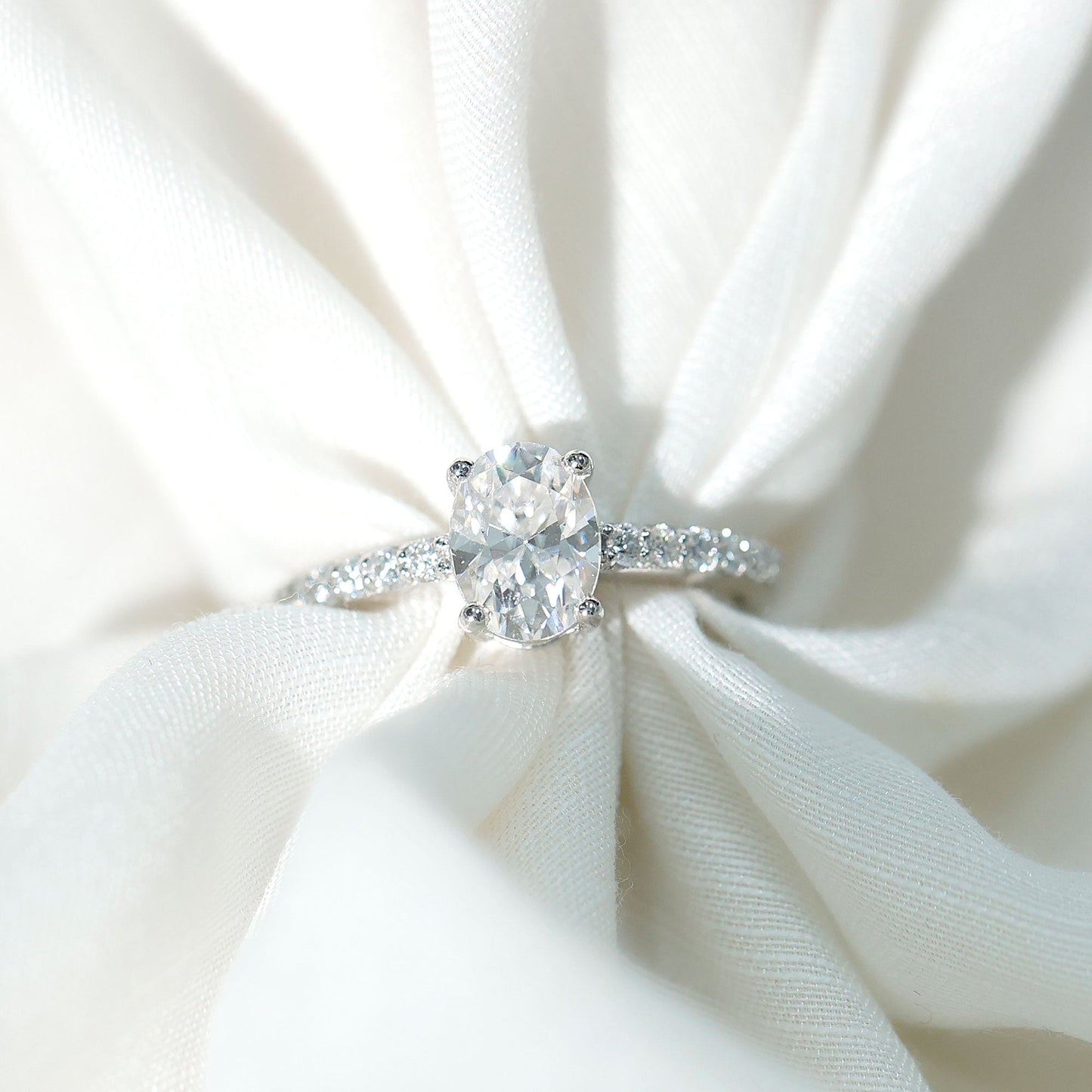 1 Carat Moissanite Oblong Engagement Ring for Women