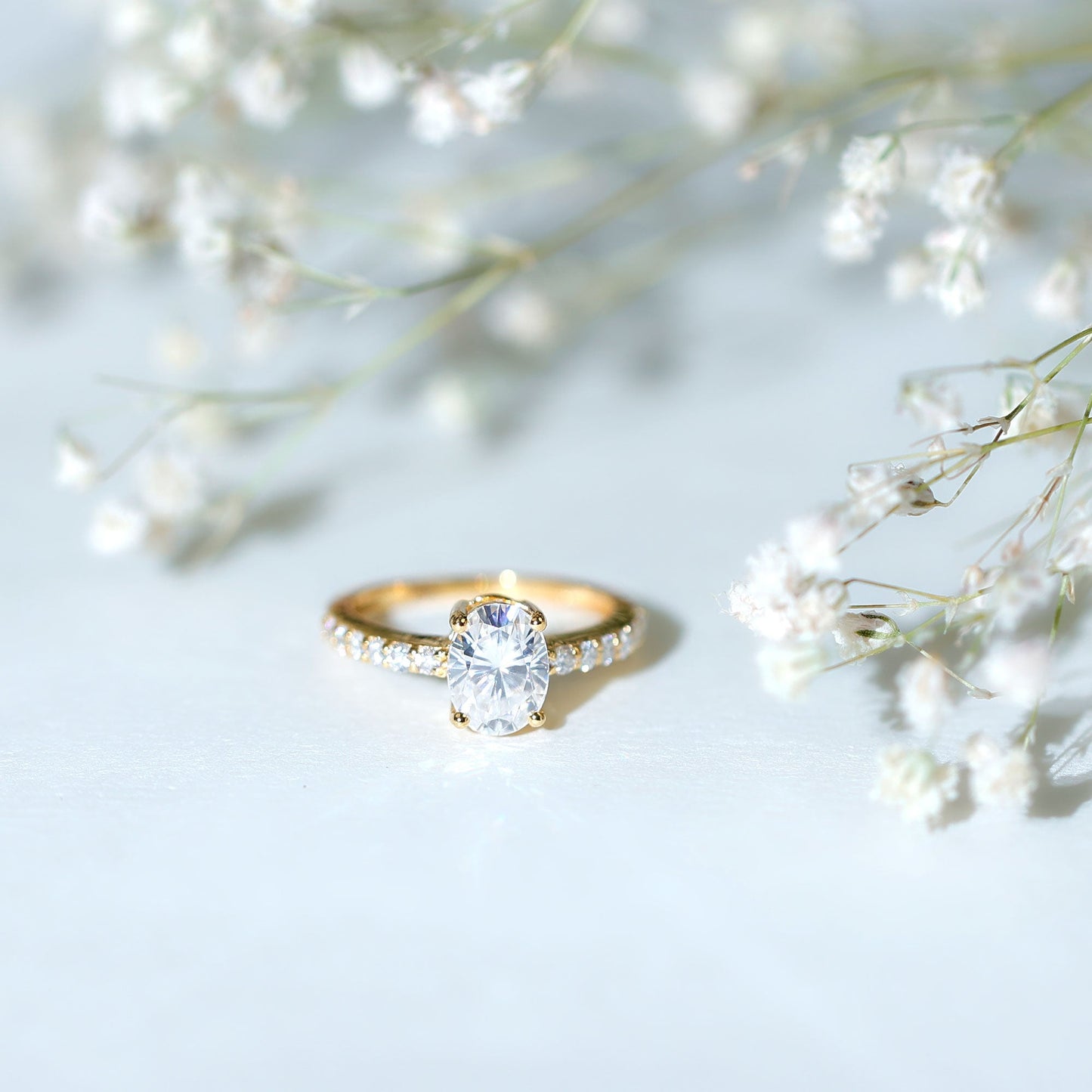 1 Carat Moissanite Oblong Engagement Ring for Women
