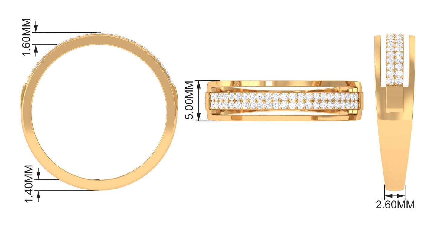 Certified Natural Diamond Half Eternity Mens Wedding Band