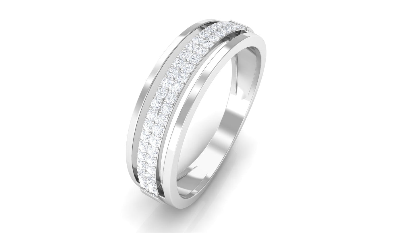 Certified Natural Diamond Half Eternity Mens Wedding Band