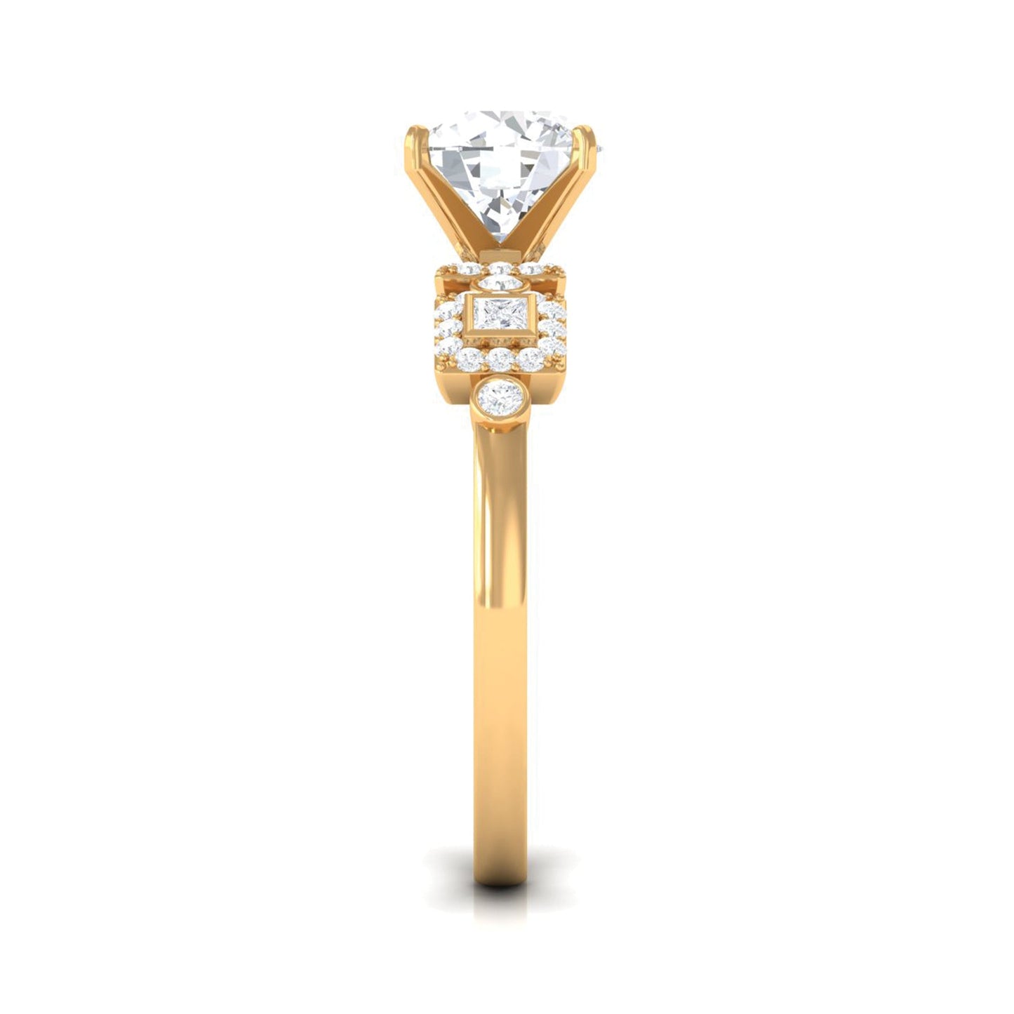 Round Cut Moissanite Antique Looking Engagement Ring