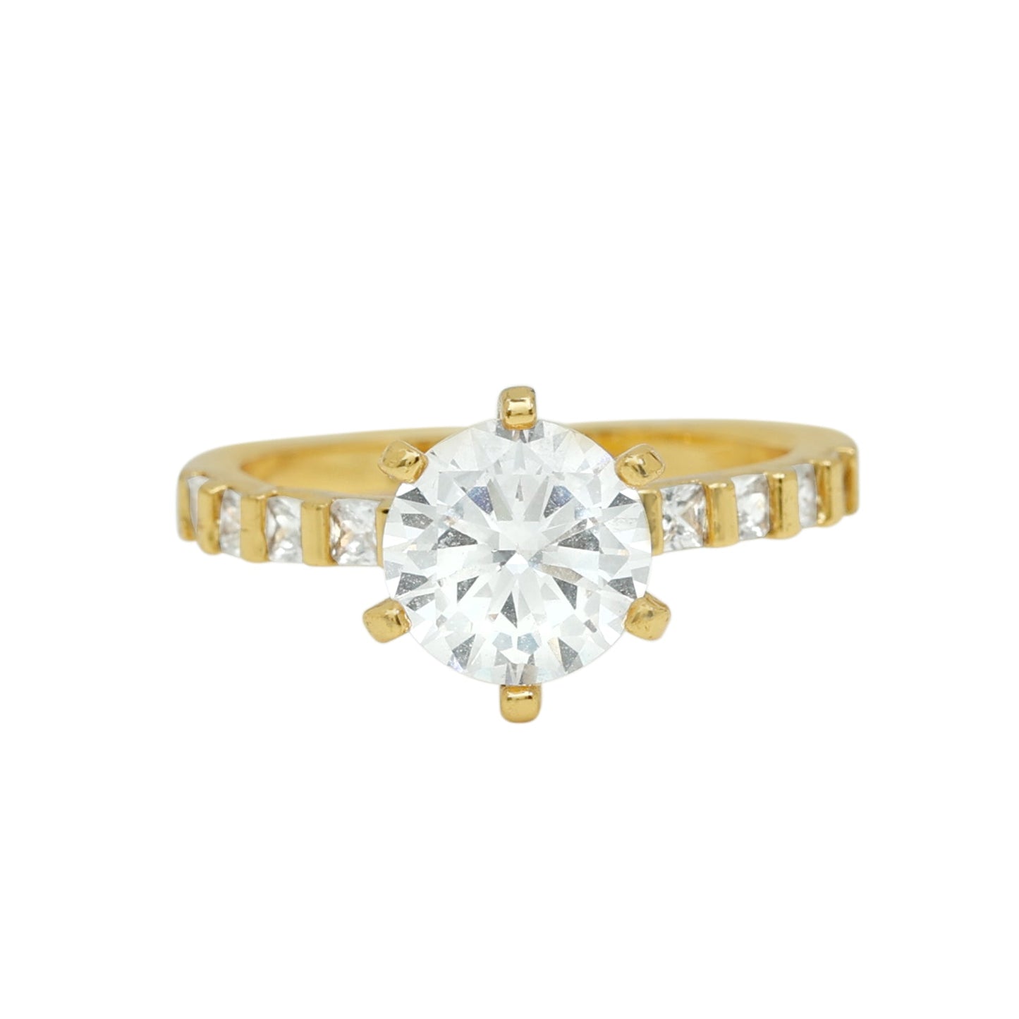Round Cut 2 CT Moissanite Solitaire Engagement Ring with Side Stones