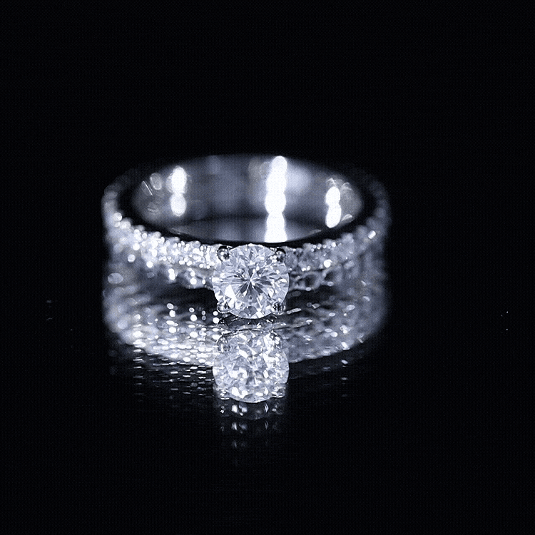 Round Cut Moissanite Designer Engagement Ring With Certificate
