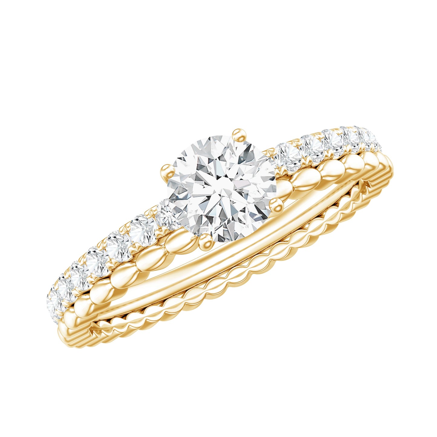Round Cut Moissanite Designer Engagement Ring With Certificate
