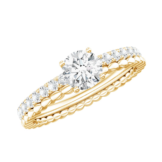 Round Cut Moissanite Designer Engagement Ring With Certificate