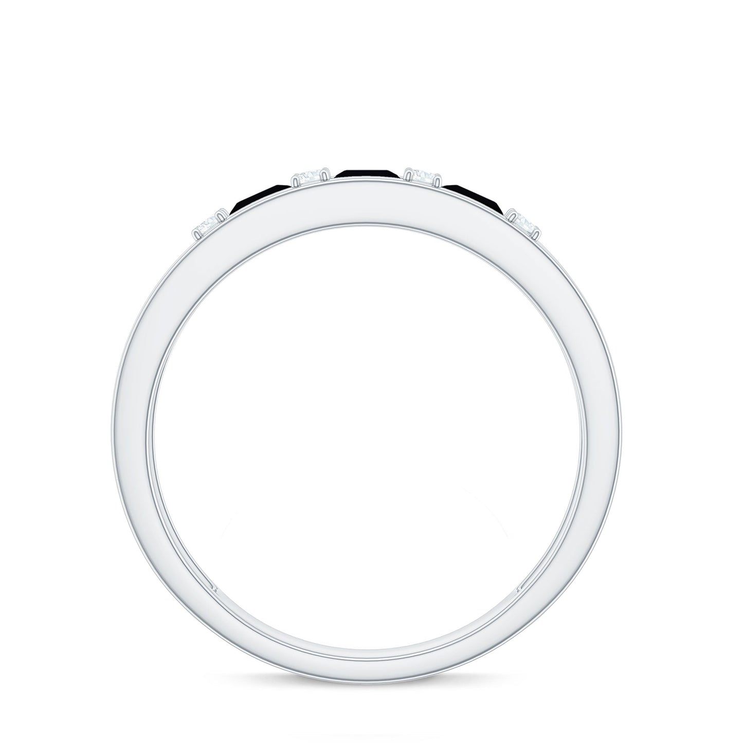 Certified Princess Cut Lab Grown Black and White Diamond Double Band Ring