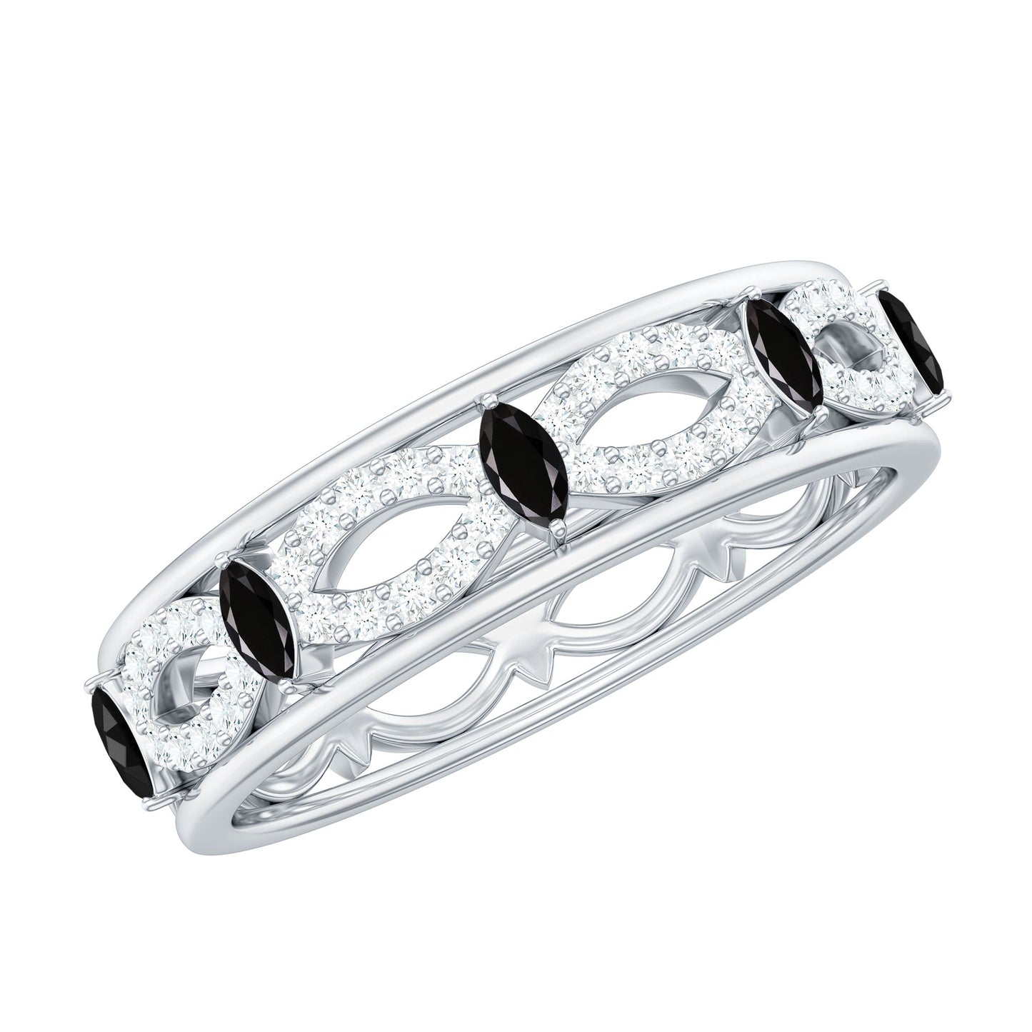 Certified Lab Grown Black and White Diamond Infinity Band Ring