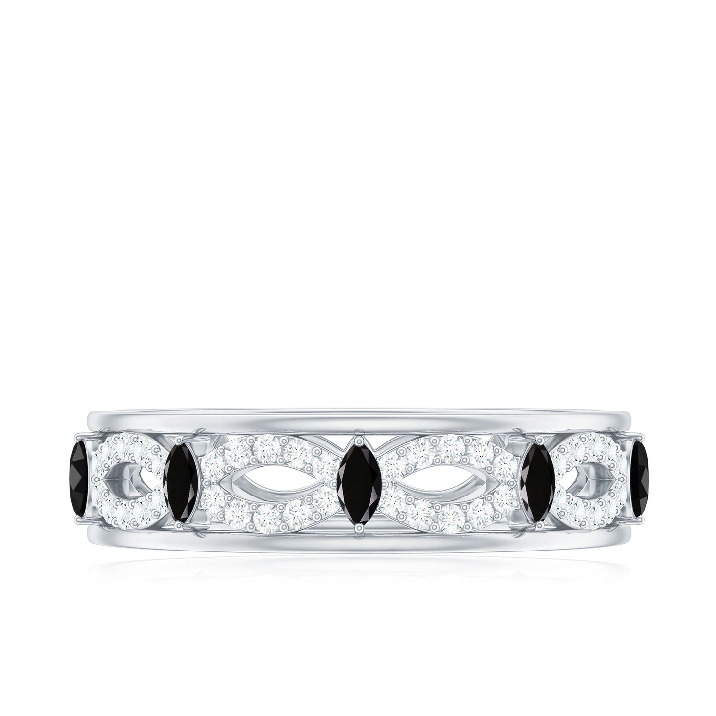 Certified Lab Grown Black and White Diamond Infinity Band Ring