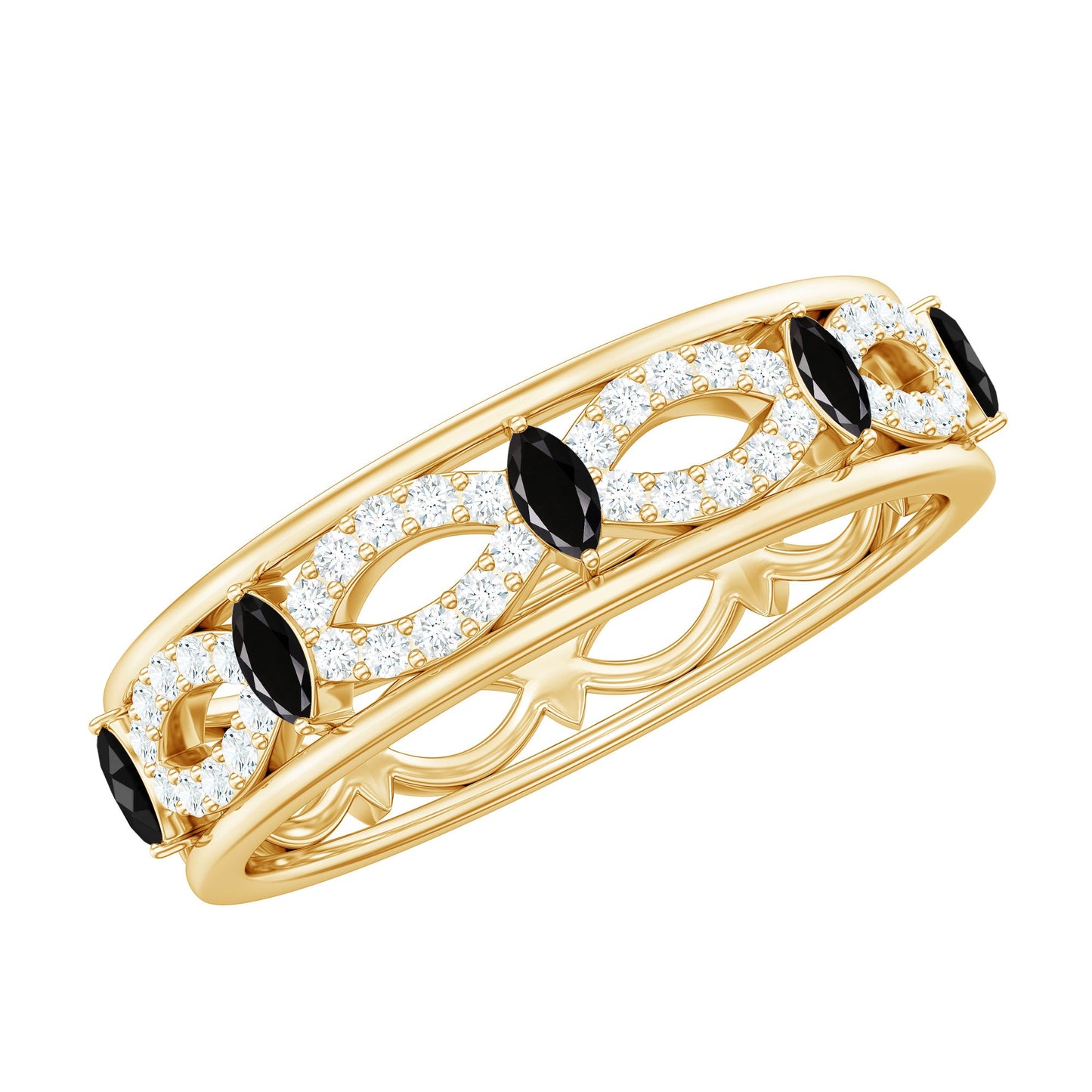 Certified Lab Grown Black and White Diamond Infinity Band Ring