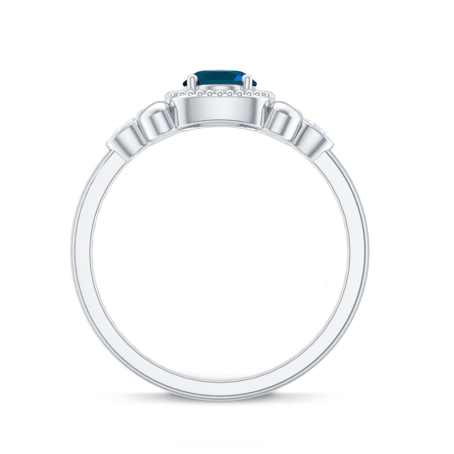 London Blue Topaz and Diamond Art Deco Engagement Ring
