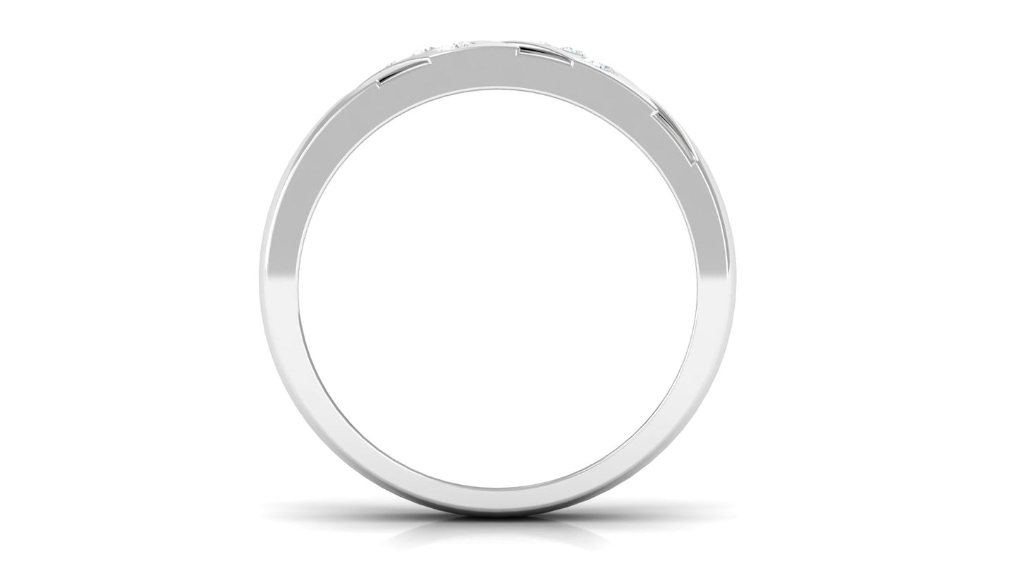 Natural Diamond Mens Wedding Band with Black Enamel