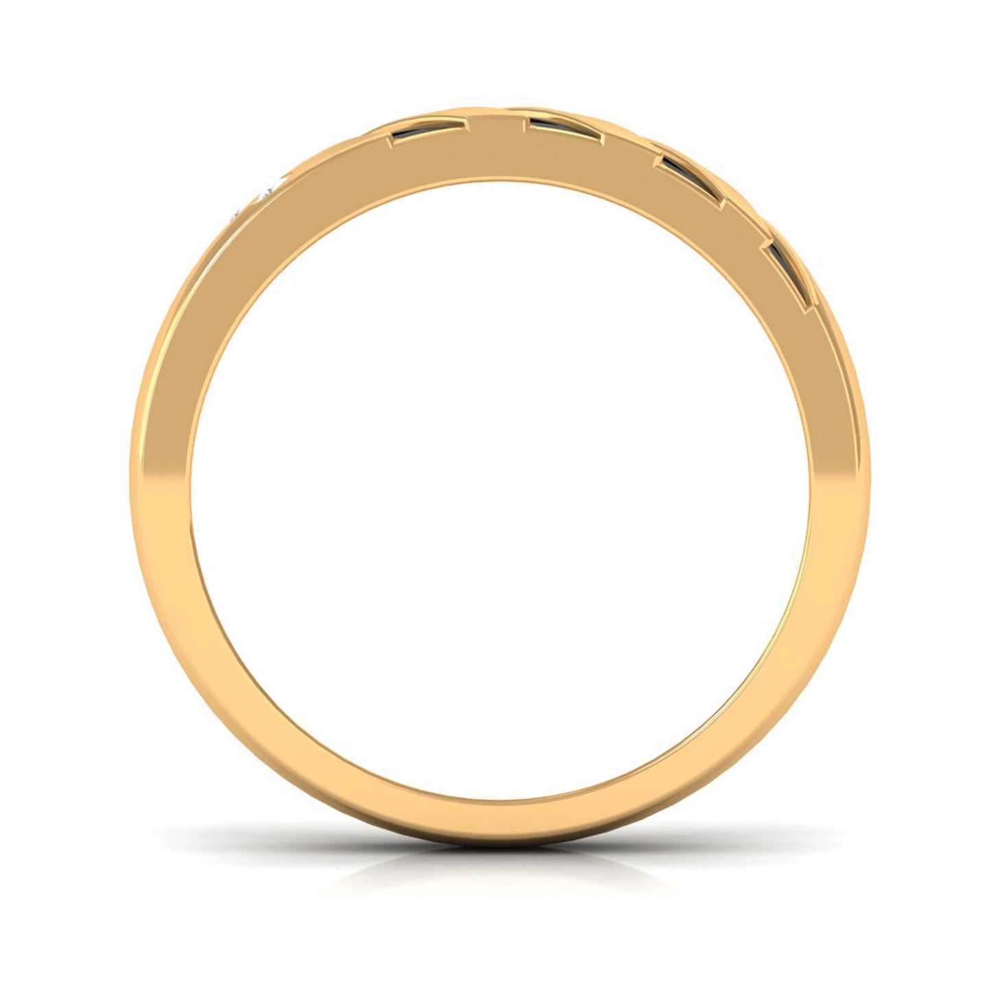 Real Diamond Enamel Band Ring in Flush Setting