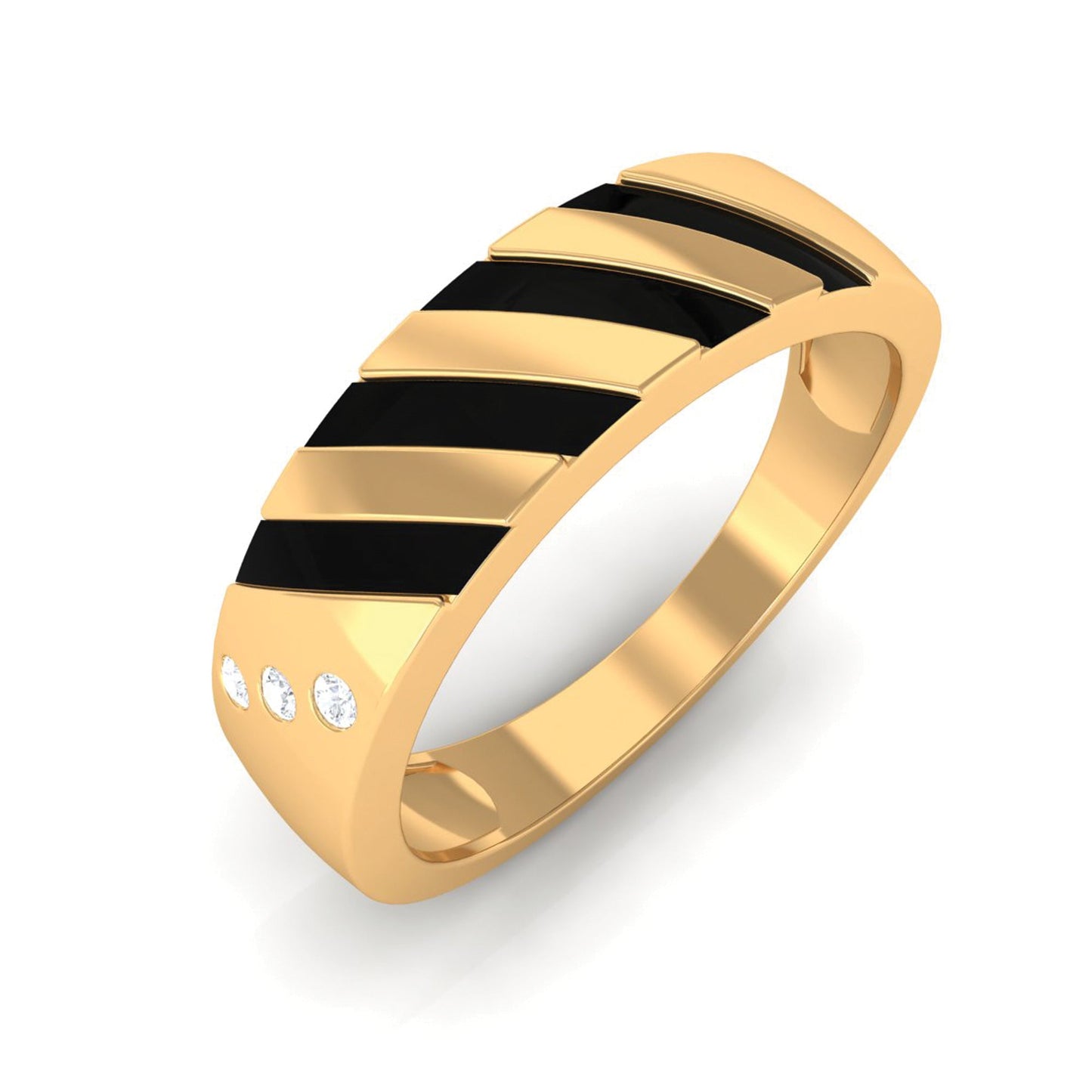 Real Diamond Enamel Band Ring in Flush Setting
