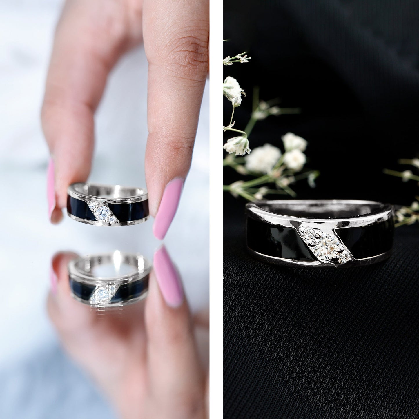 Classic Moissanite Mens Wedding Band Ring