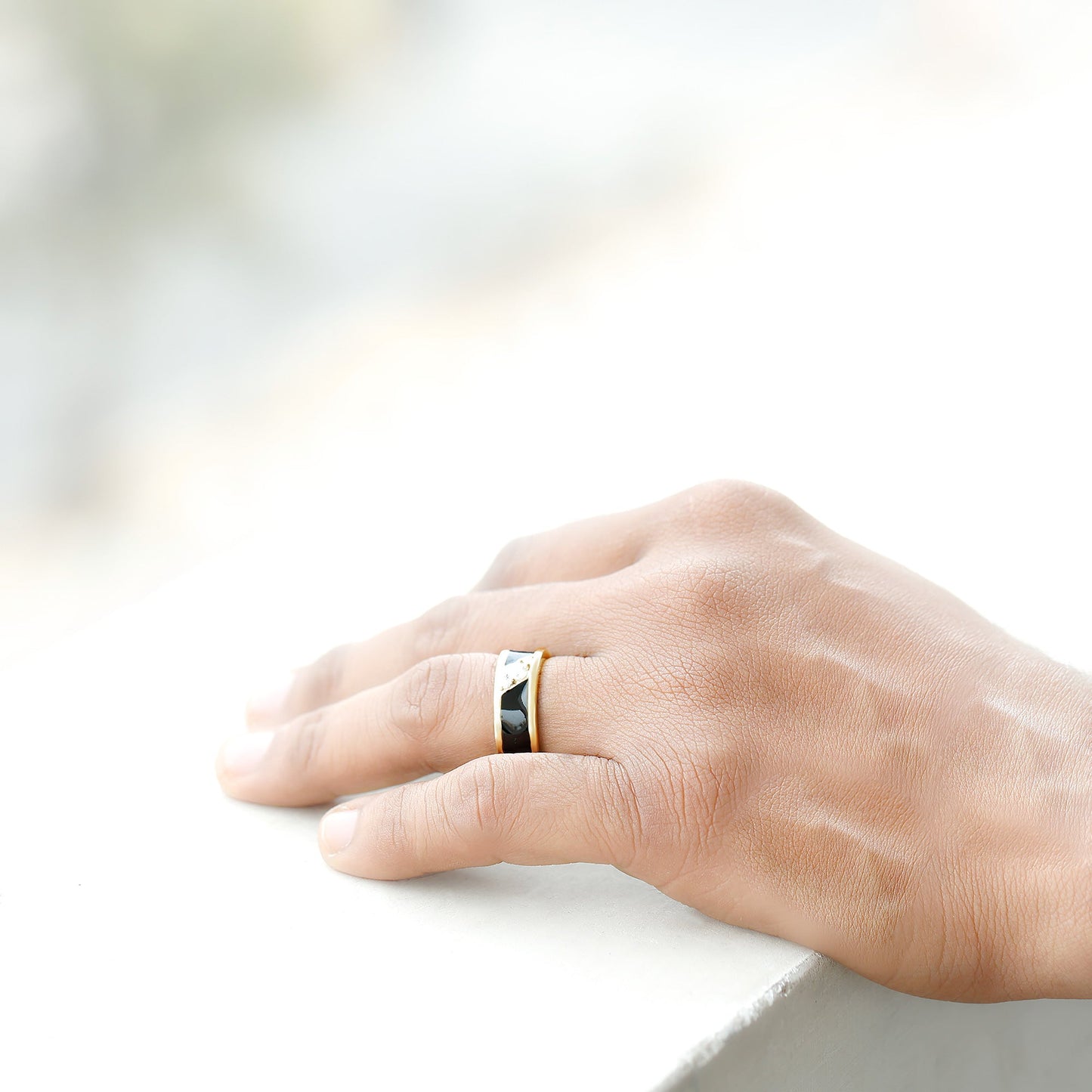 Classic Moissanite Mens Wedding Band Ring
