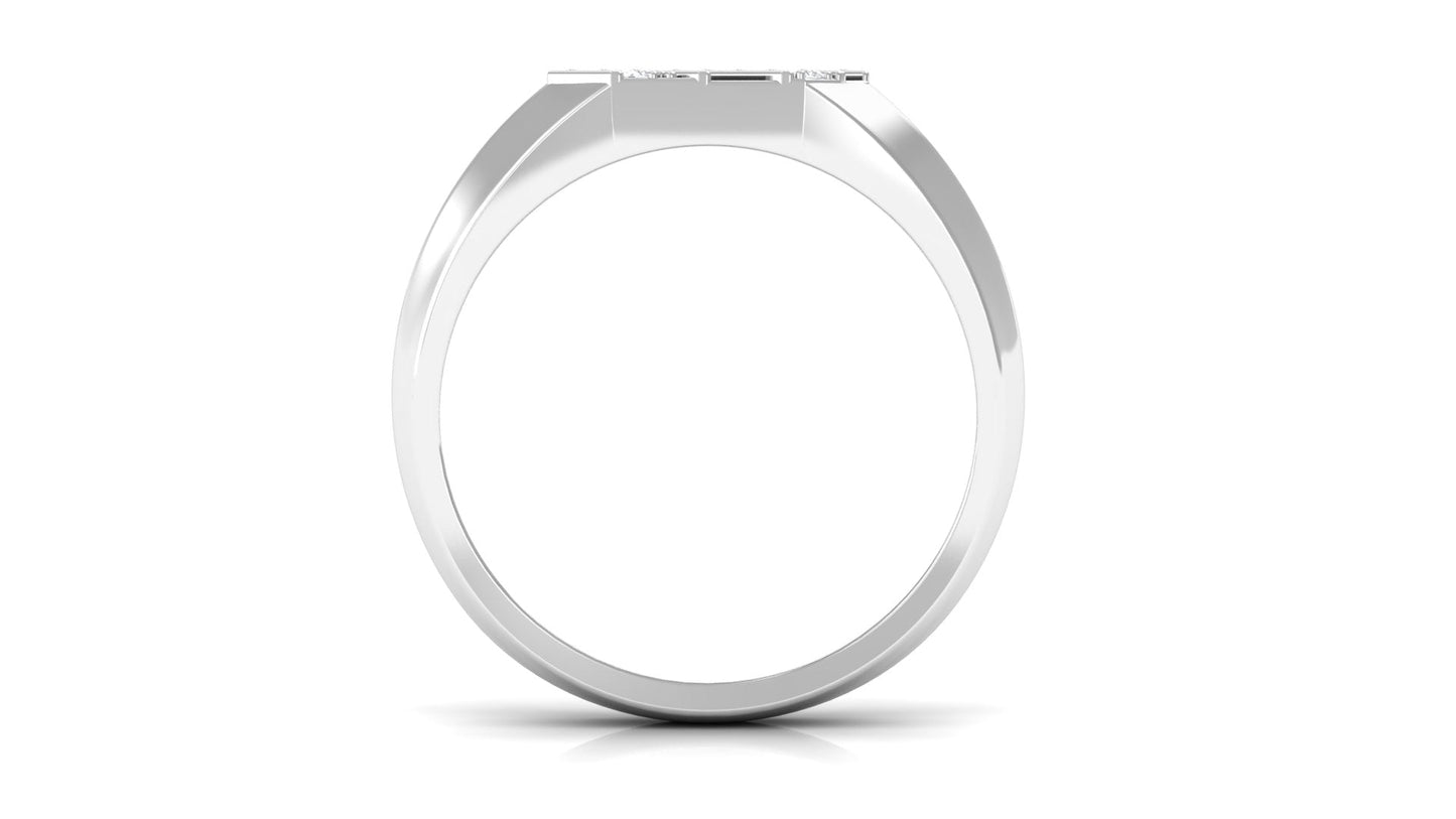 Classic Diamond Mens Engagement Ring with Black Enamel