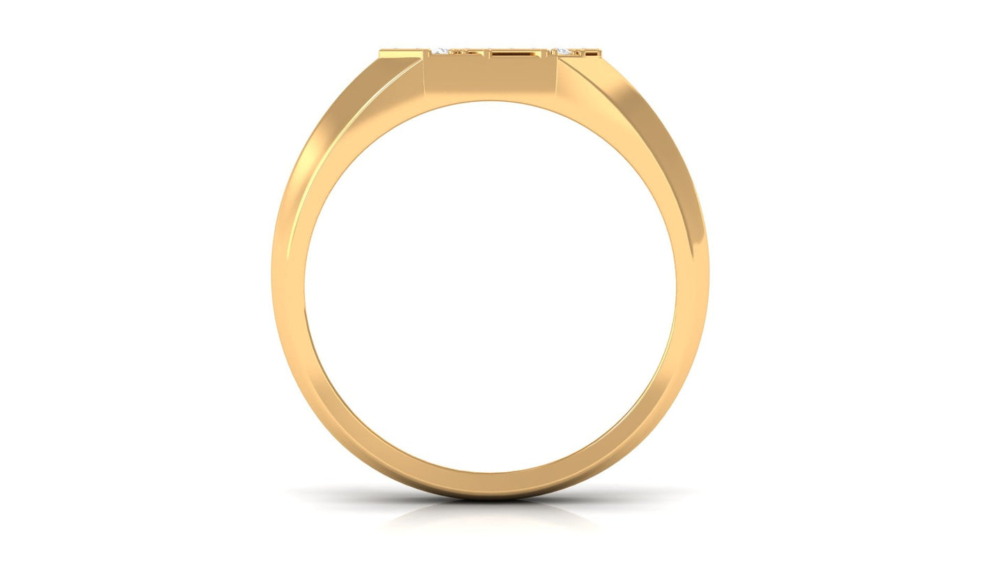 Classic Diamond Mens Engagement Ring with Black Enamel
