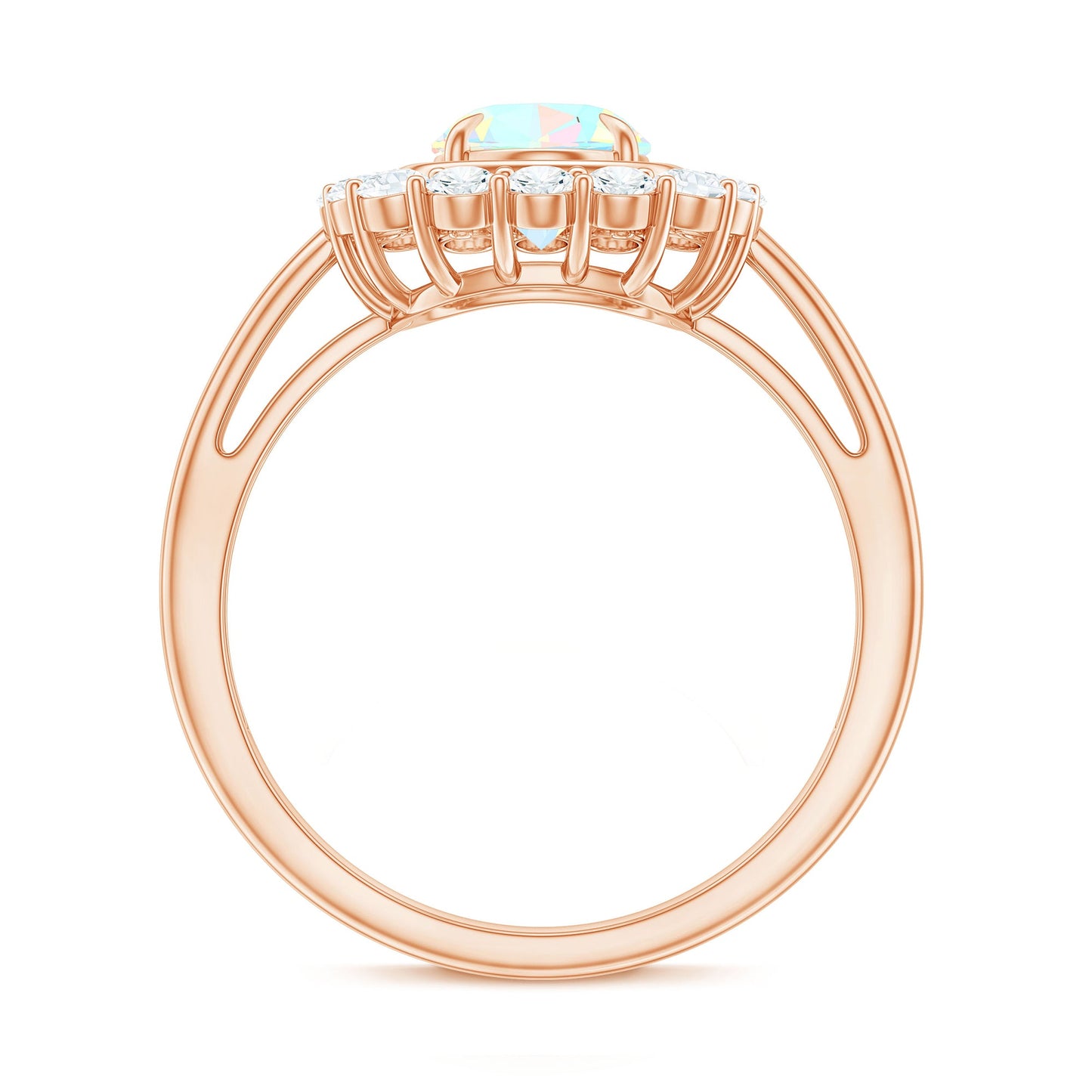 1.2 Carat Oval Cut Ethiopian Opal Halo Engagement Ring with Moissanite