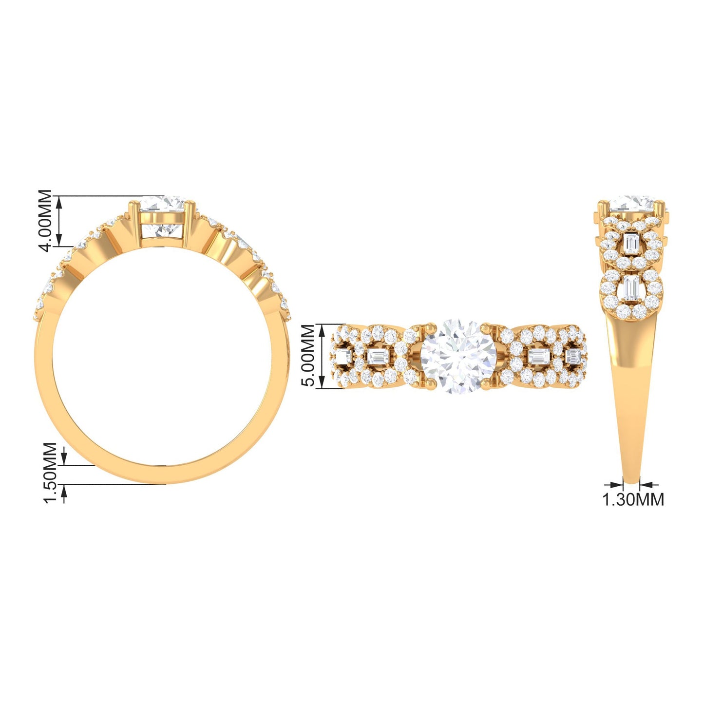 Certified Moissanite Designer Engagement Ring for Women