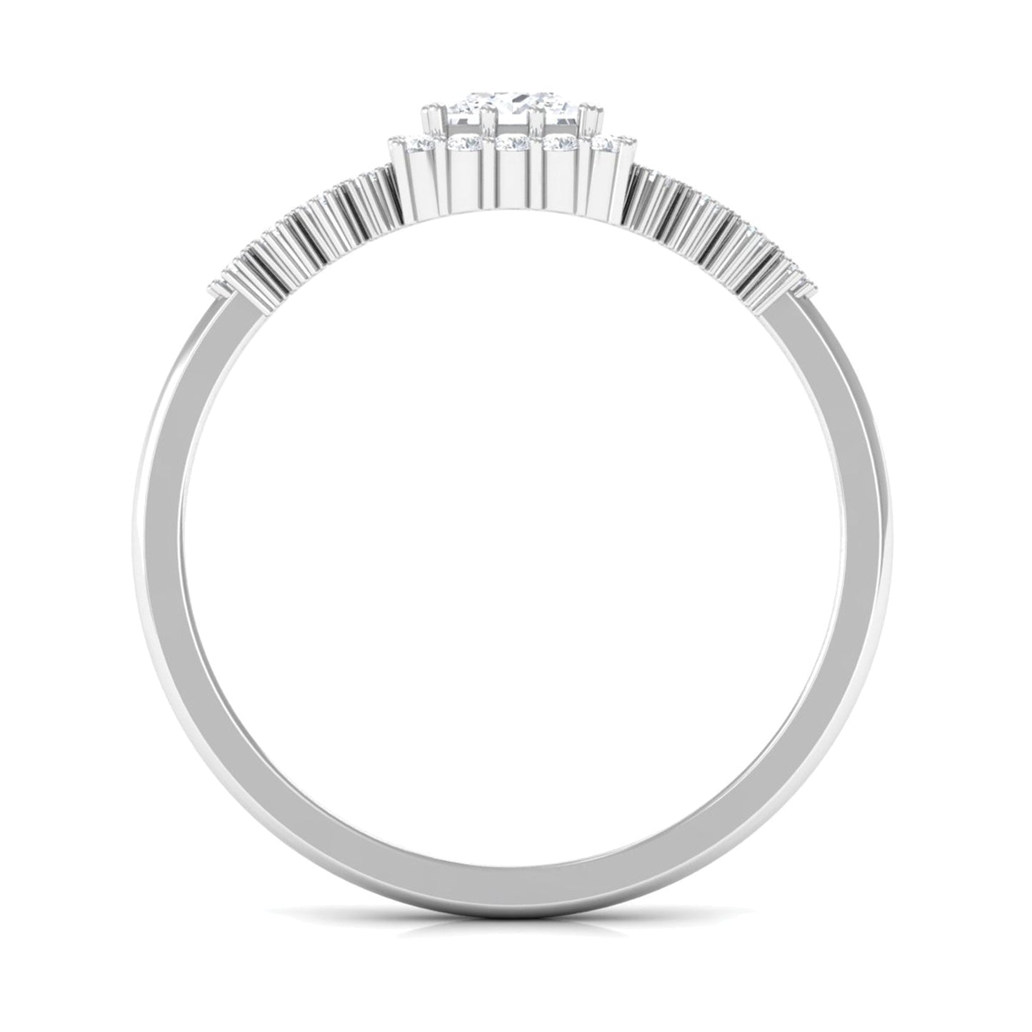 Certified Princess Cut Moissanite Engagement Ring with Halo