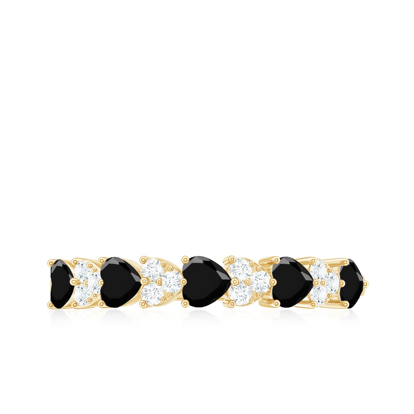 Lab Created Black Diamond Heart Half Eternity Ring with Diamond