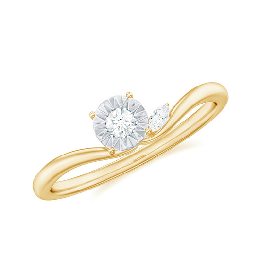 Certified Real Diamond Curved Promise Ring