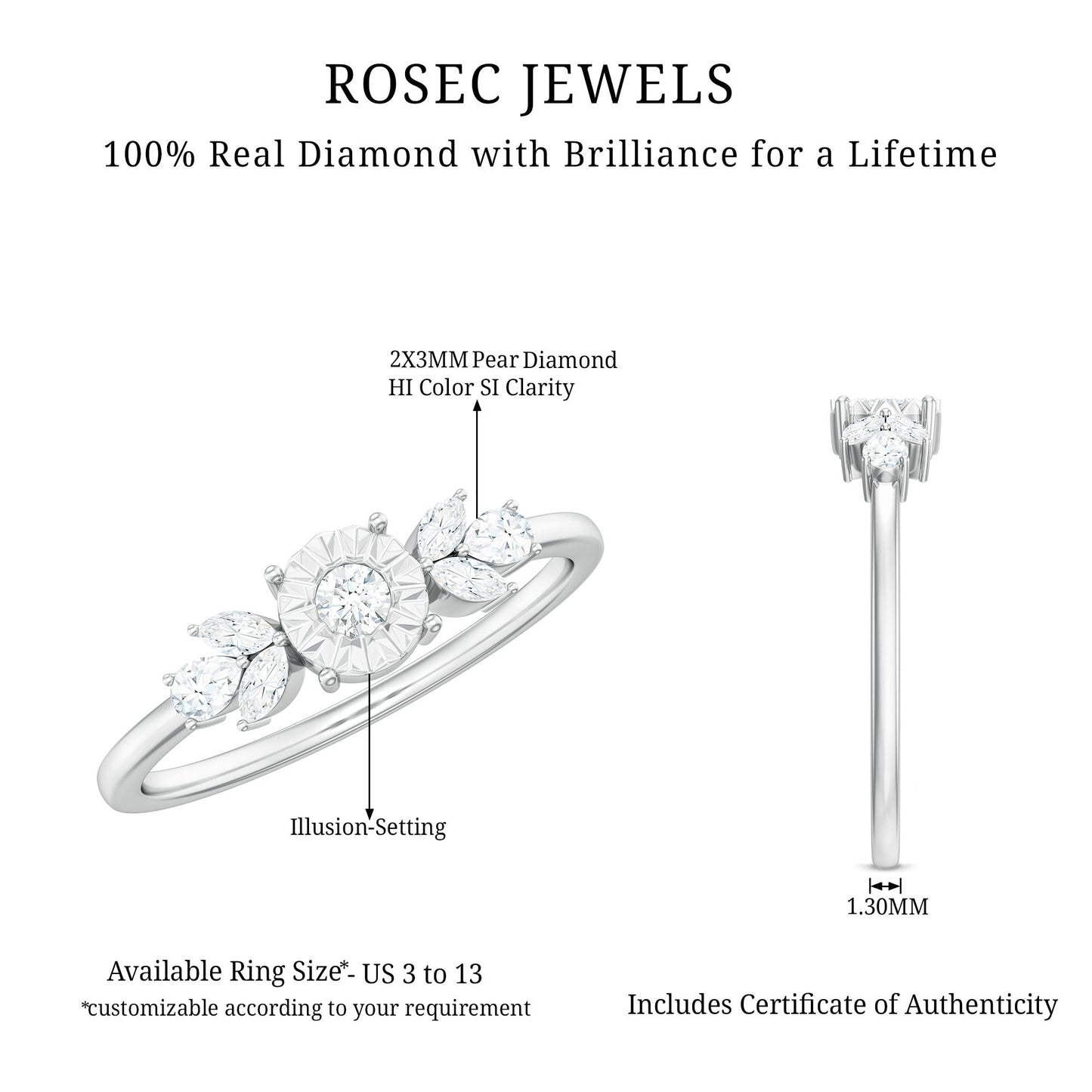 Nature Inspired Diamond Leaf Promise Ring for Women