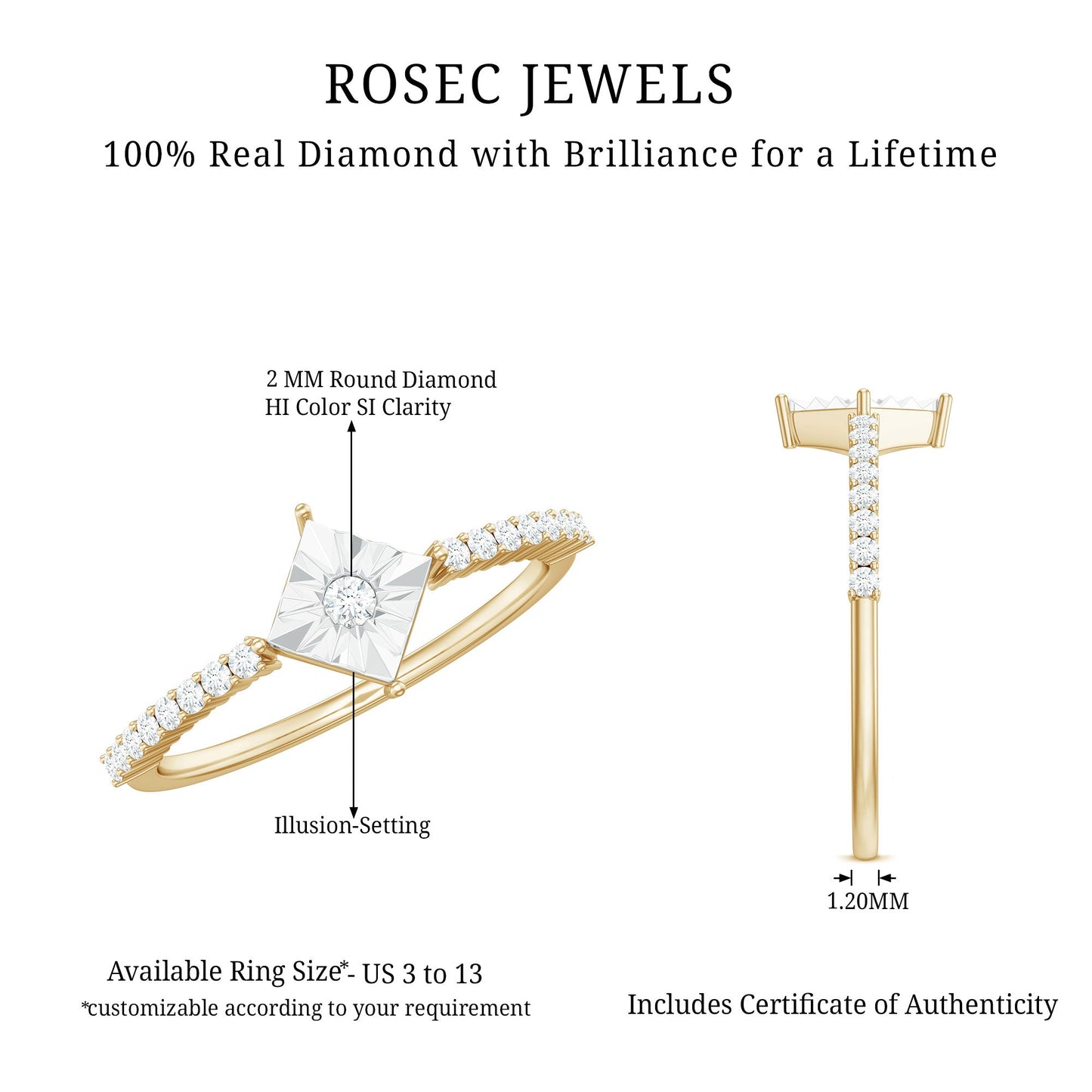 Genuine Diamond Promise Ring in Illusion Setting