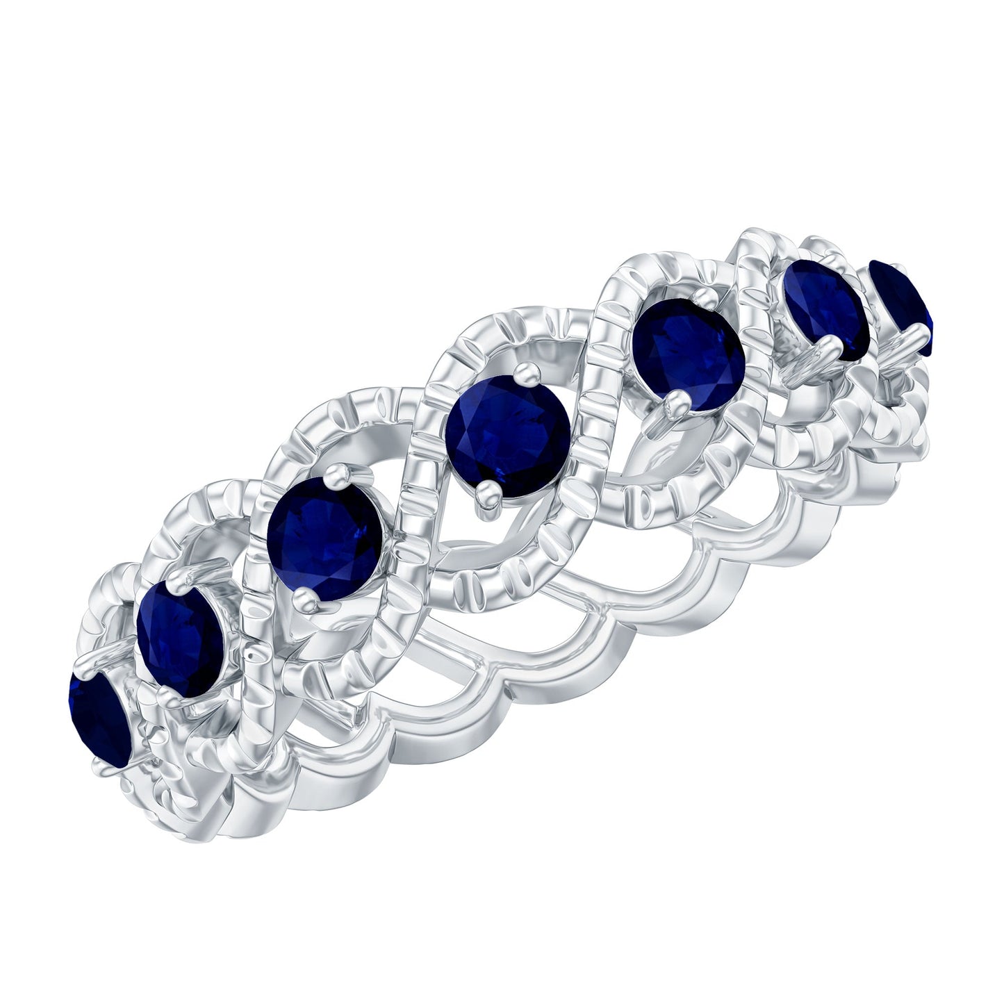 Natural Blue Sapphire Infinity Band For Anniversary