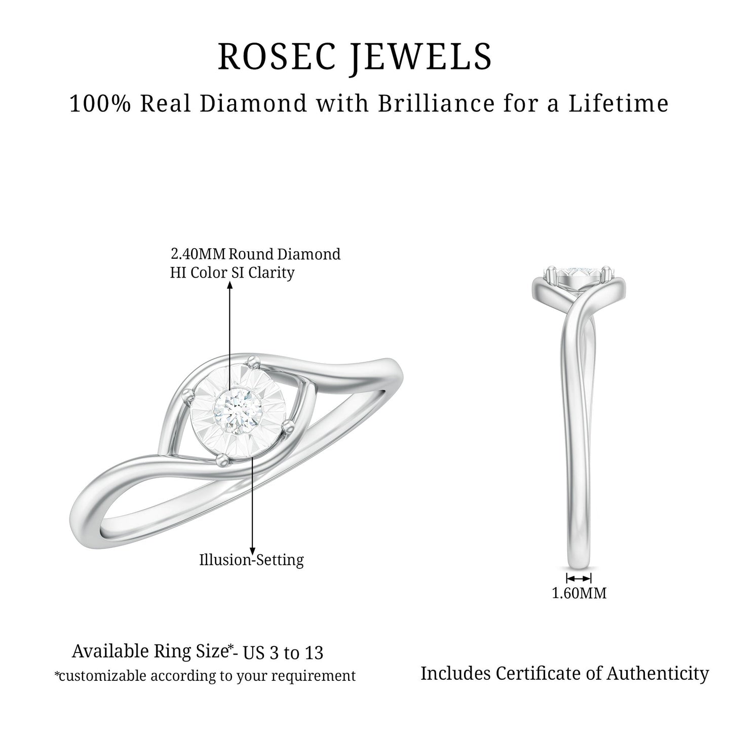Certified Real Diamond Minimal Promise Ring for Women
