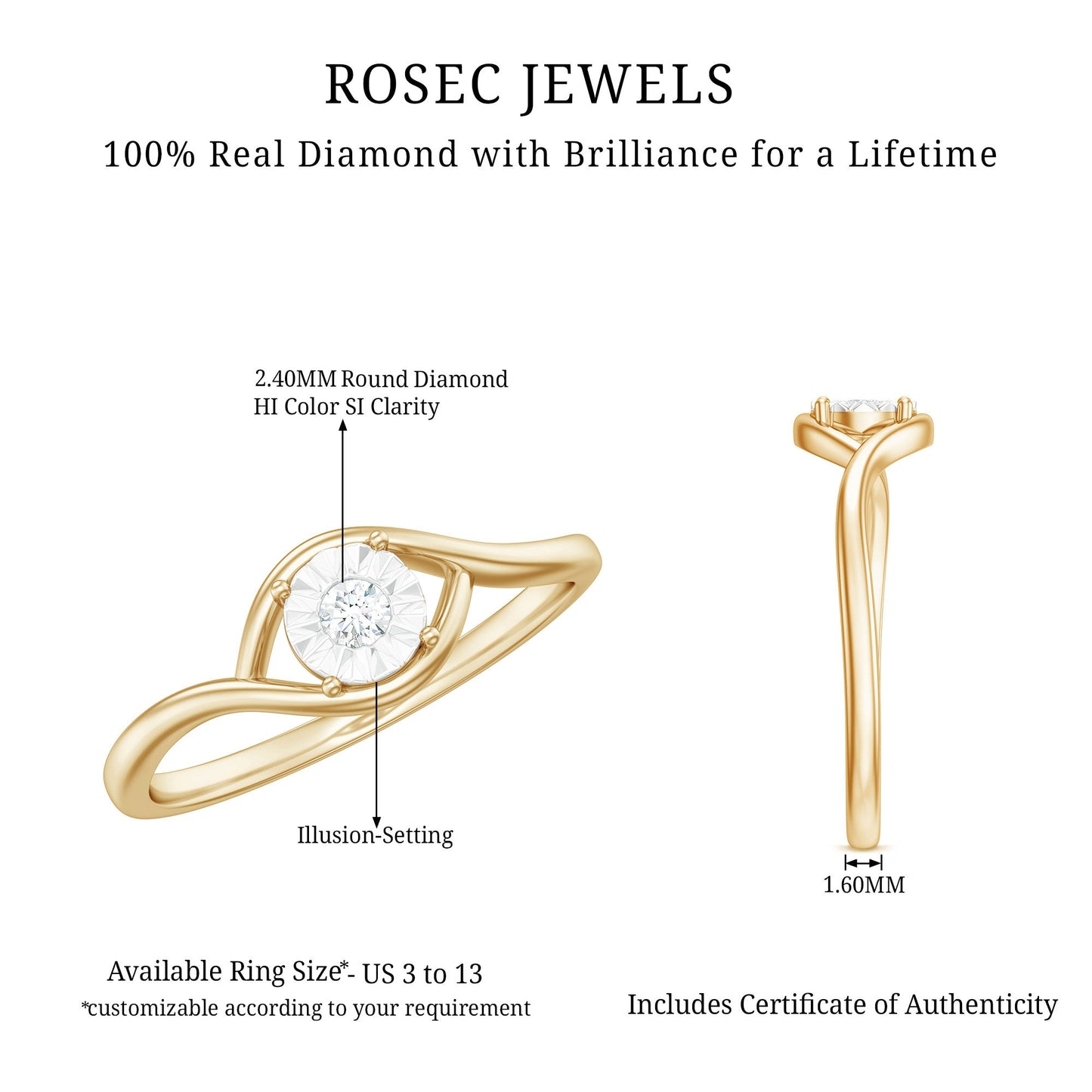 Certified Real Diamond Minimal Promise Ring for Women