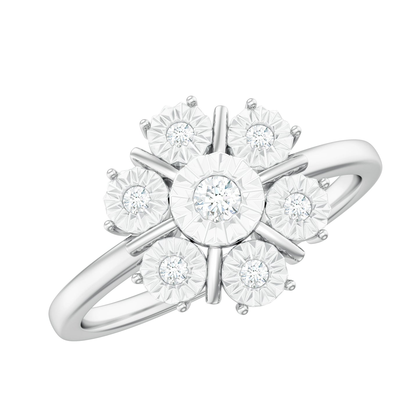 Natural Diamond Cluster Engagement Ring in Illusion Setting