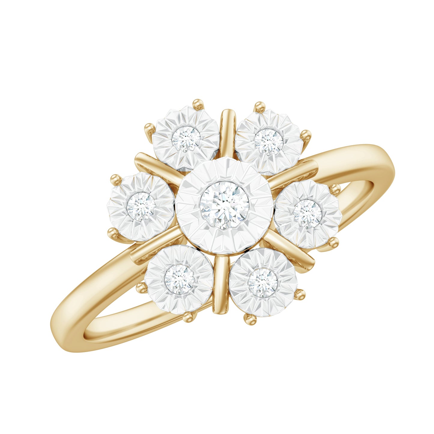 Natural Diamond Cluster Engagement Ring in Illusion Setting
