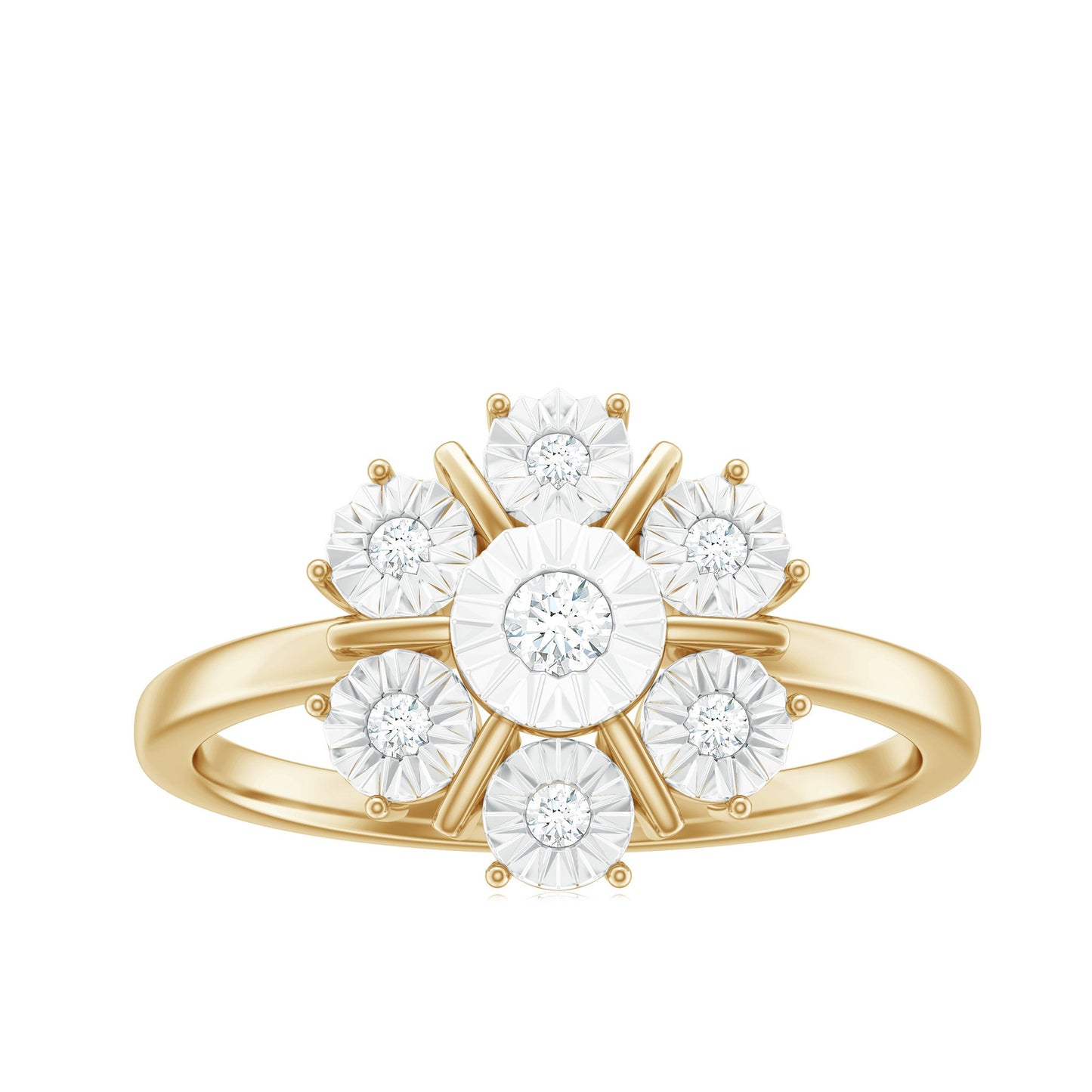 Natural Diamond Cluster Engagement Ring in Illusion Setting