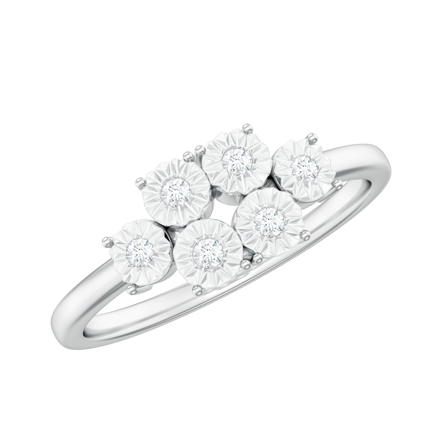 Natural Diamond Cluster Promise Ring for Women