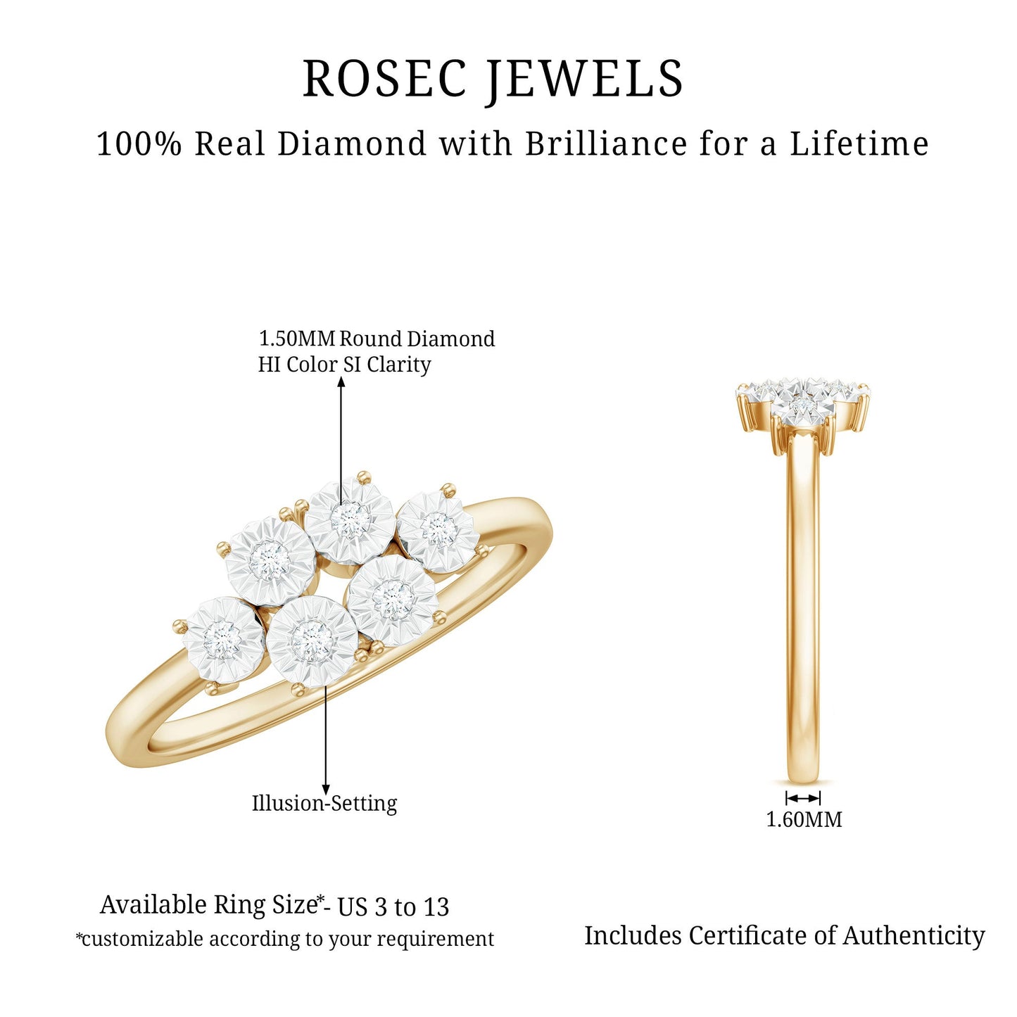 Natural Diamond Cluster Promise Ring for Women