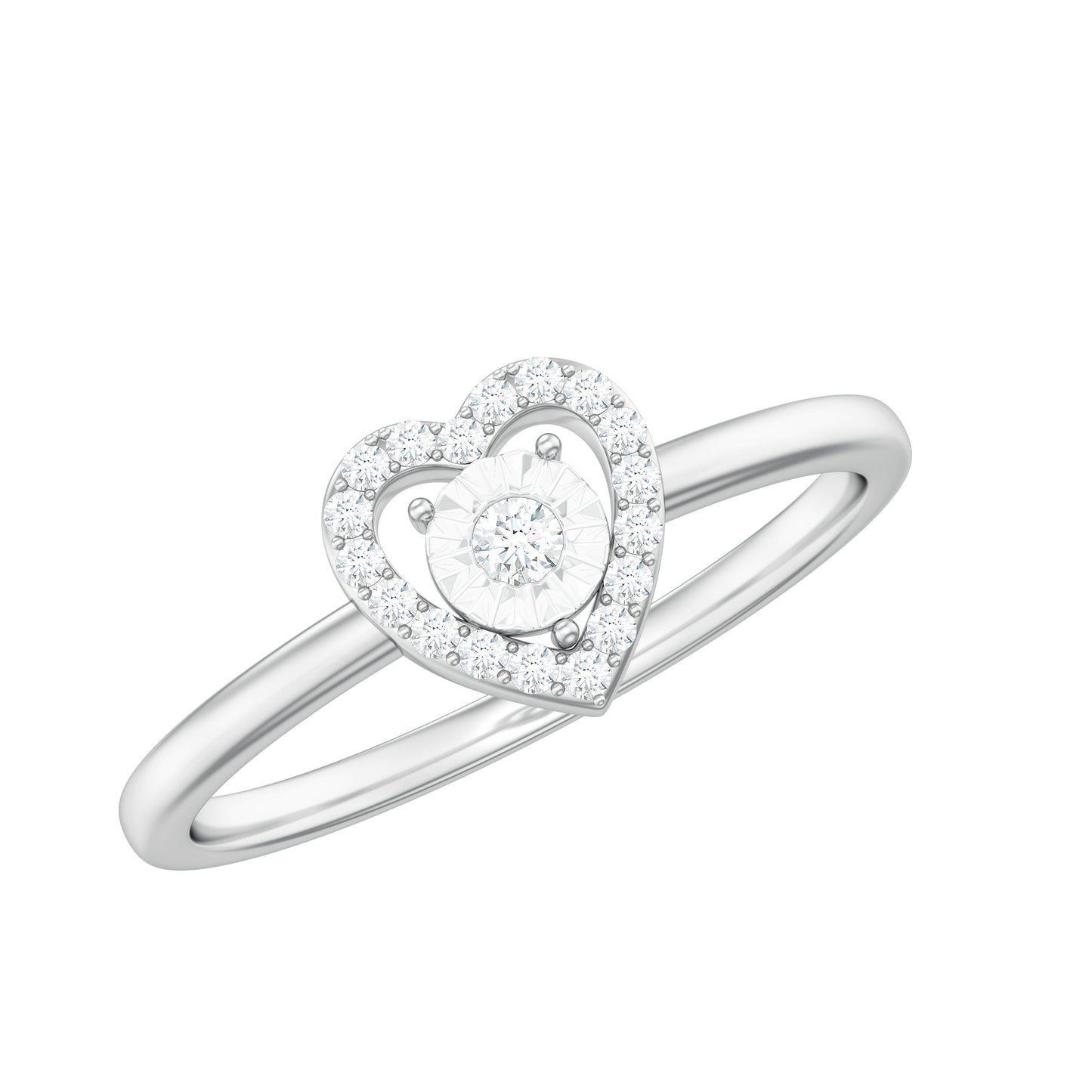 Certified Real Diamond Heart Promise Ring