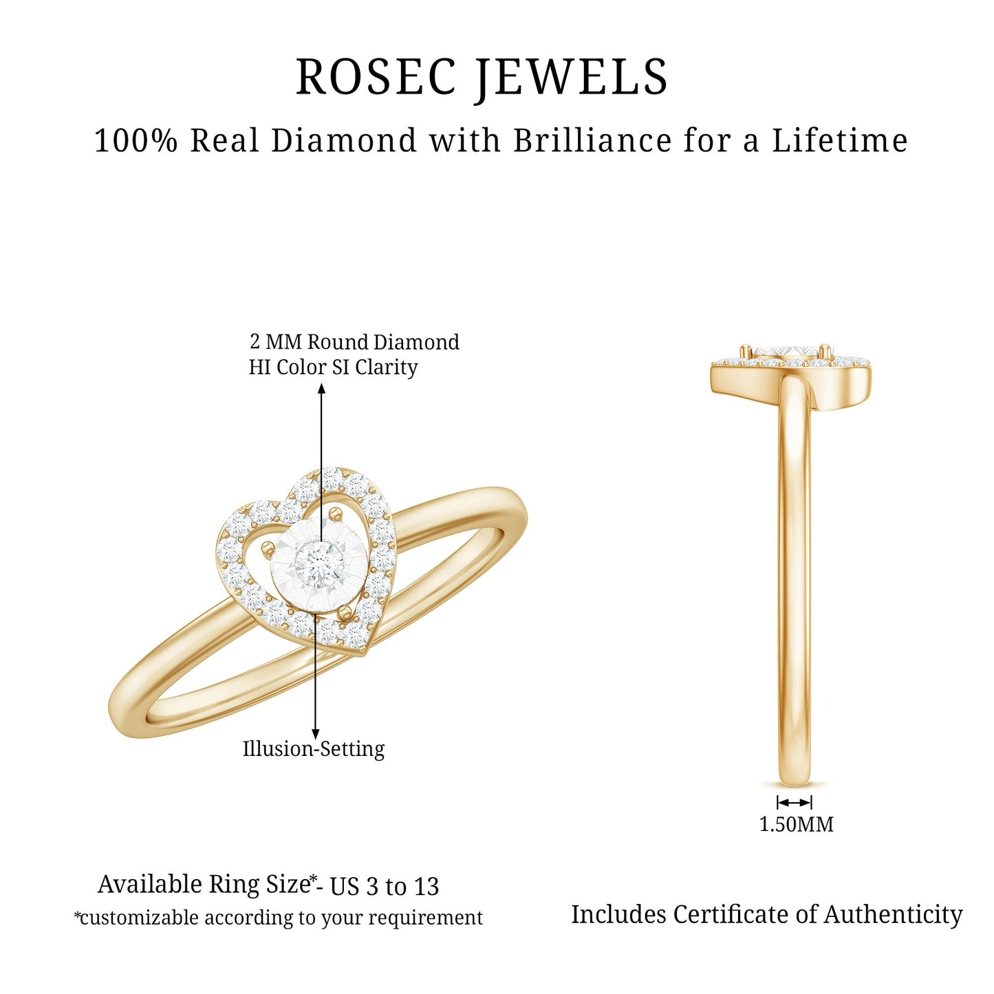 Certified Real Diamond Heart Promise Ring
