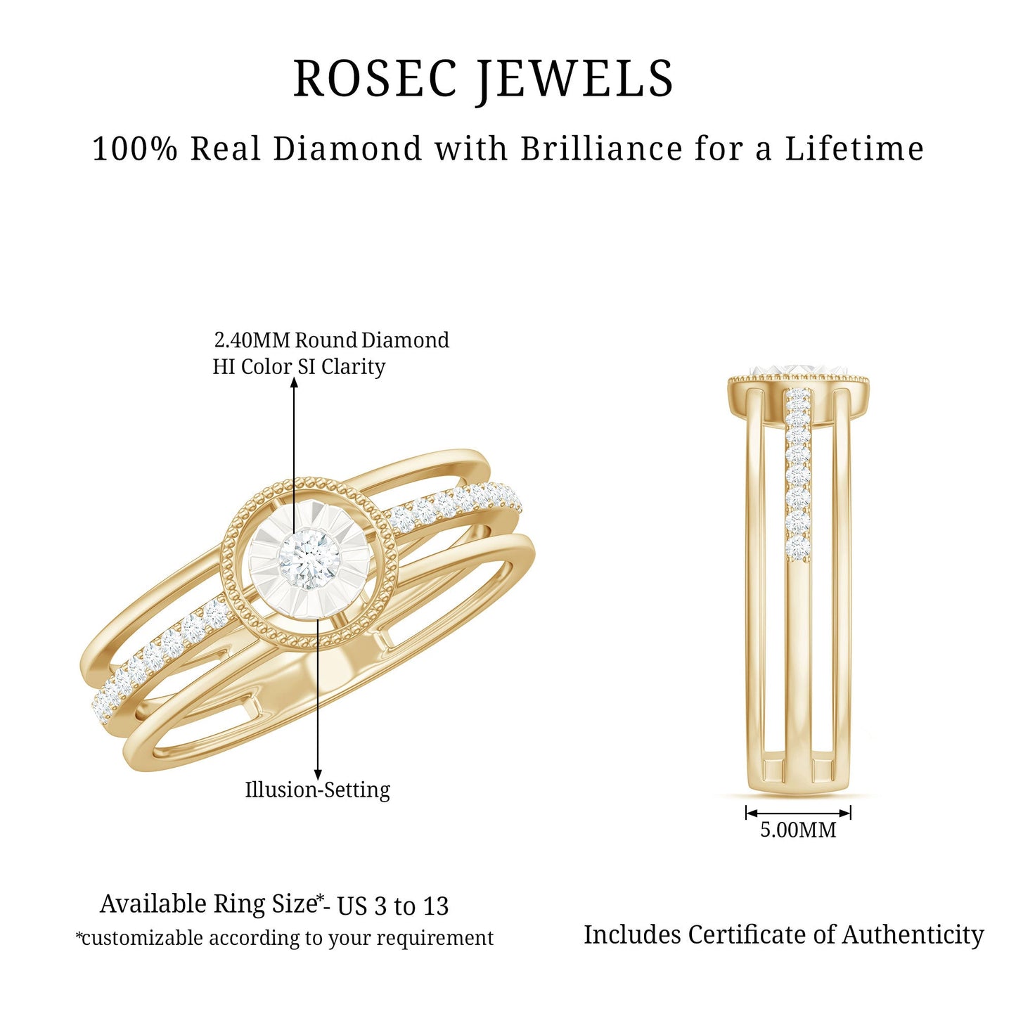 Certified Natural Diamond Engagement Ring for Women