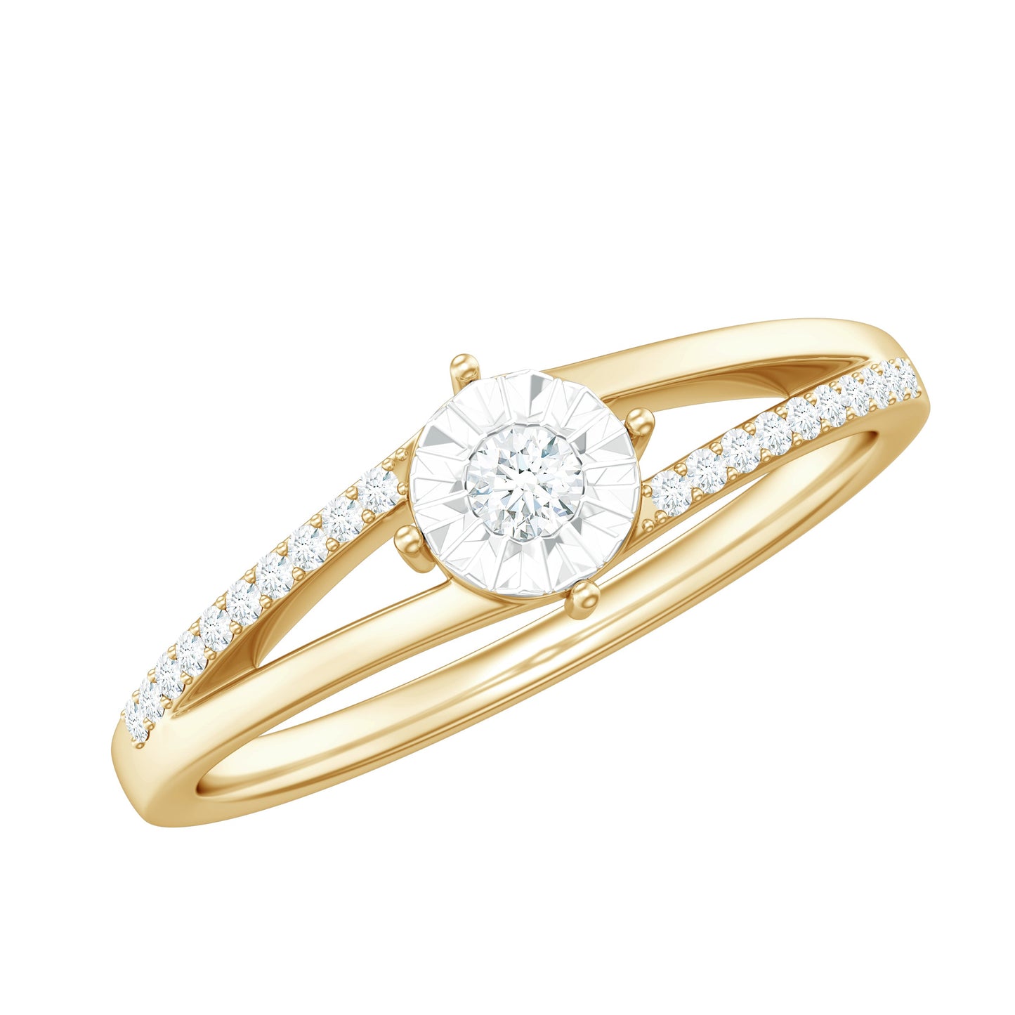 Natural Diamond Engagement Ring with Split Shank