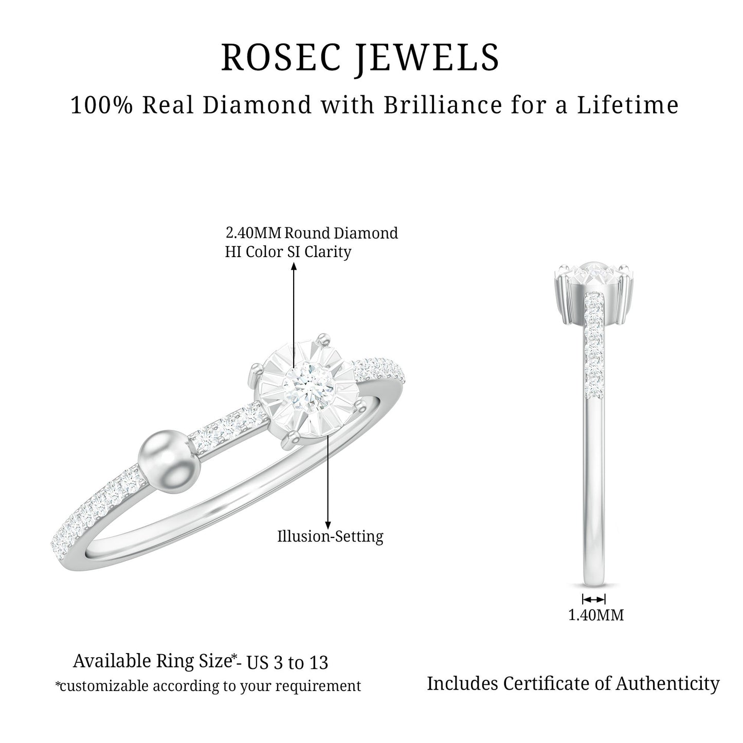 Certified Real Diamond Promise Ring for Valentines
