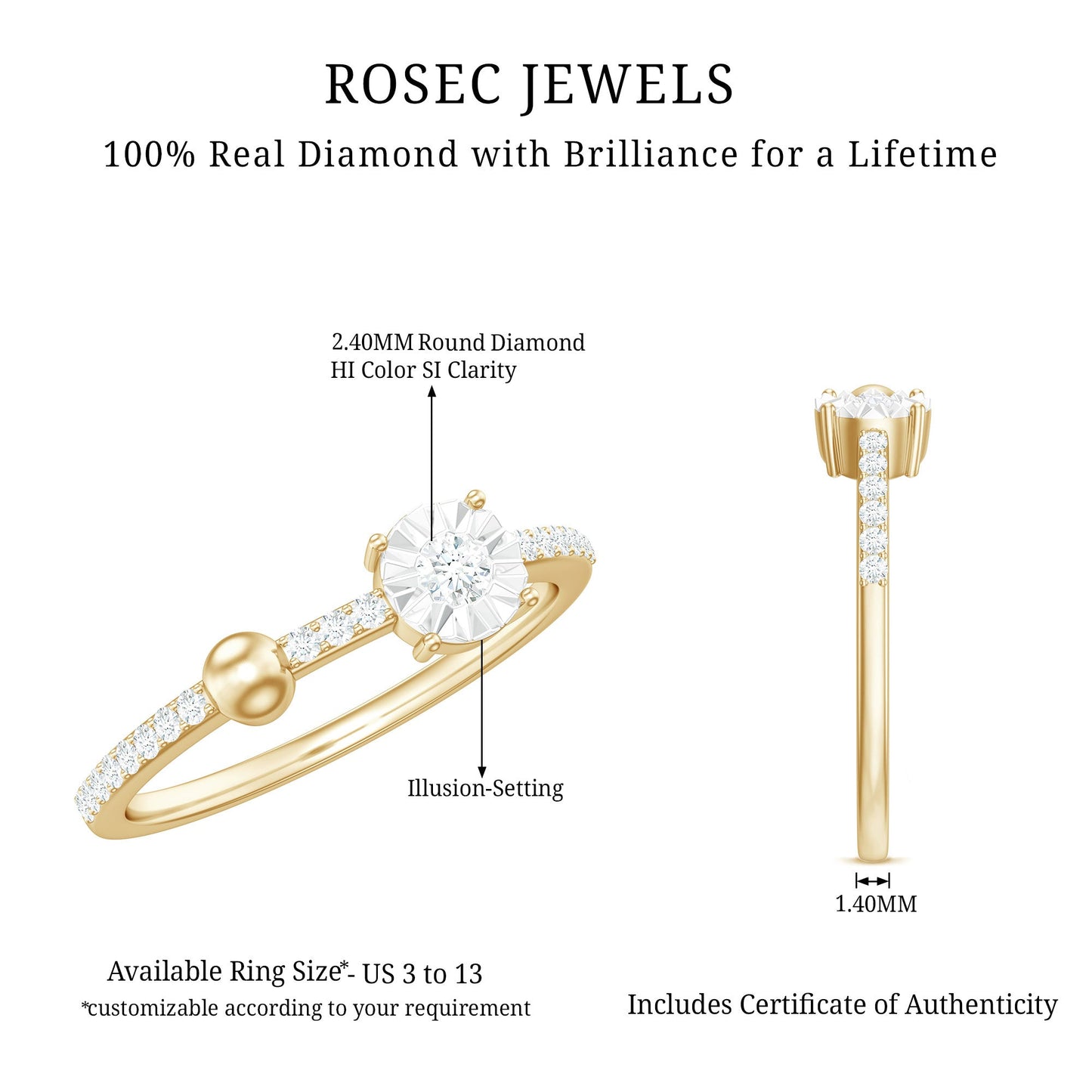 Certified Real Diamond Promise Ring for Valentines