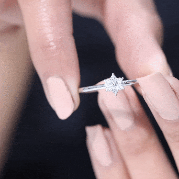Miracle Plate Diamond Flower Ring with Certificate